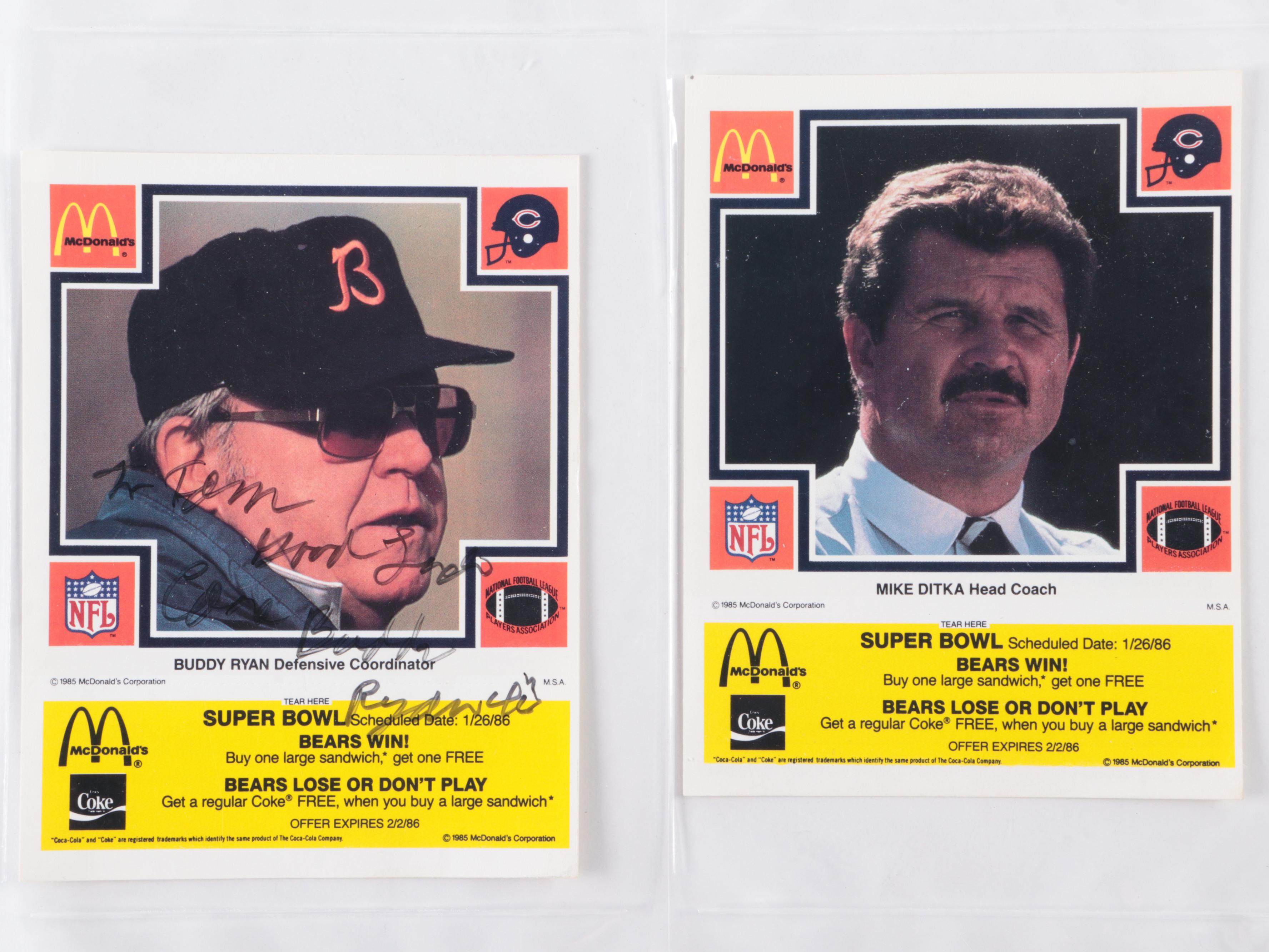 Ryan Signed, More Chicago Bears 1981 Kiwanis and 1985 McDonald's Football Cards