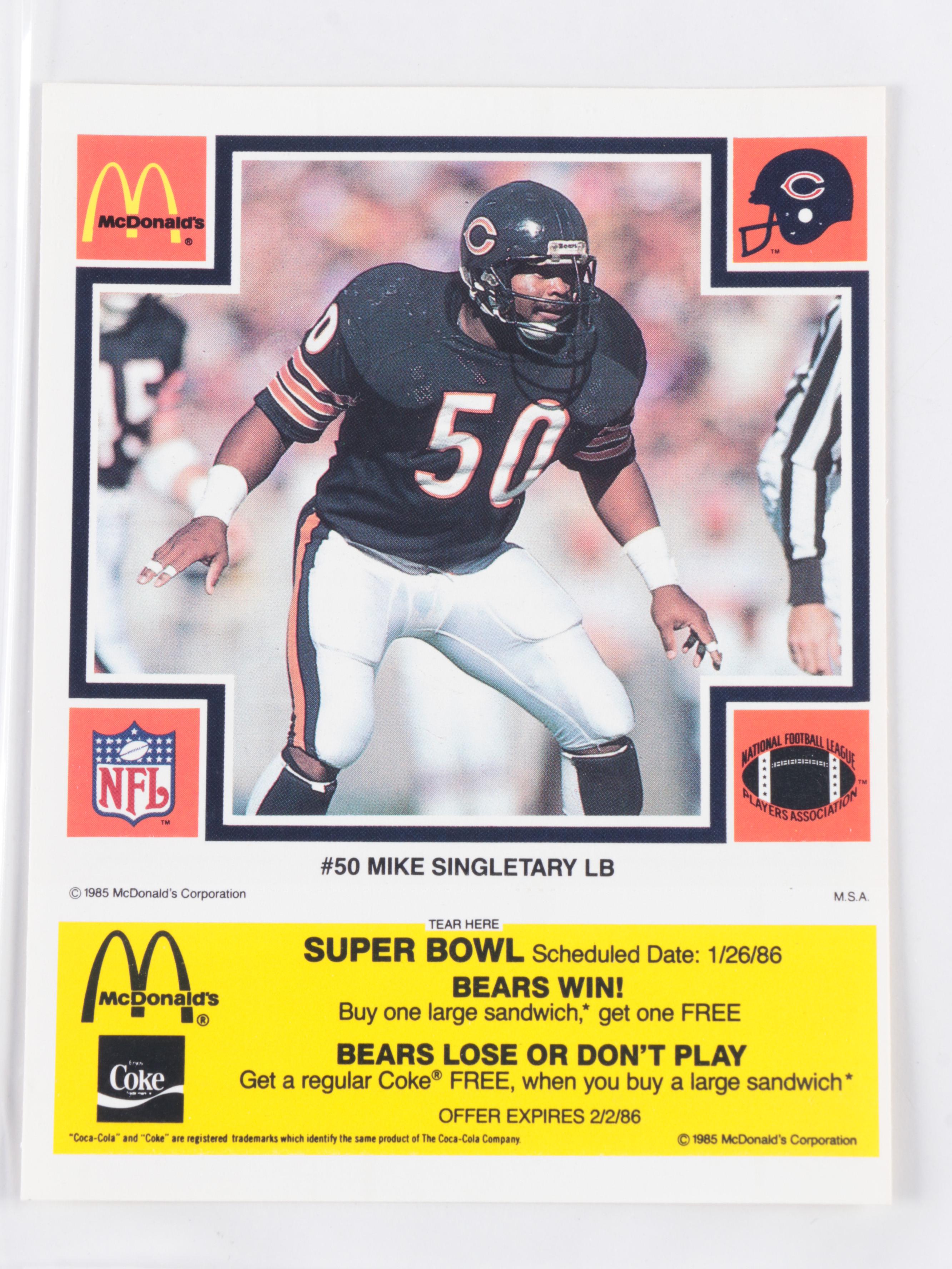 Ryan Signed, More Chicago Bears 1981 Kiwanis and 1985 McDonald's Football Cards