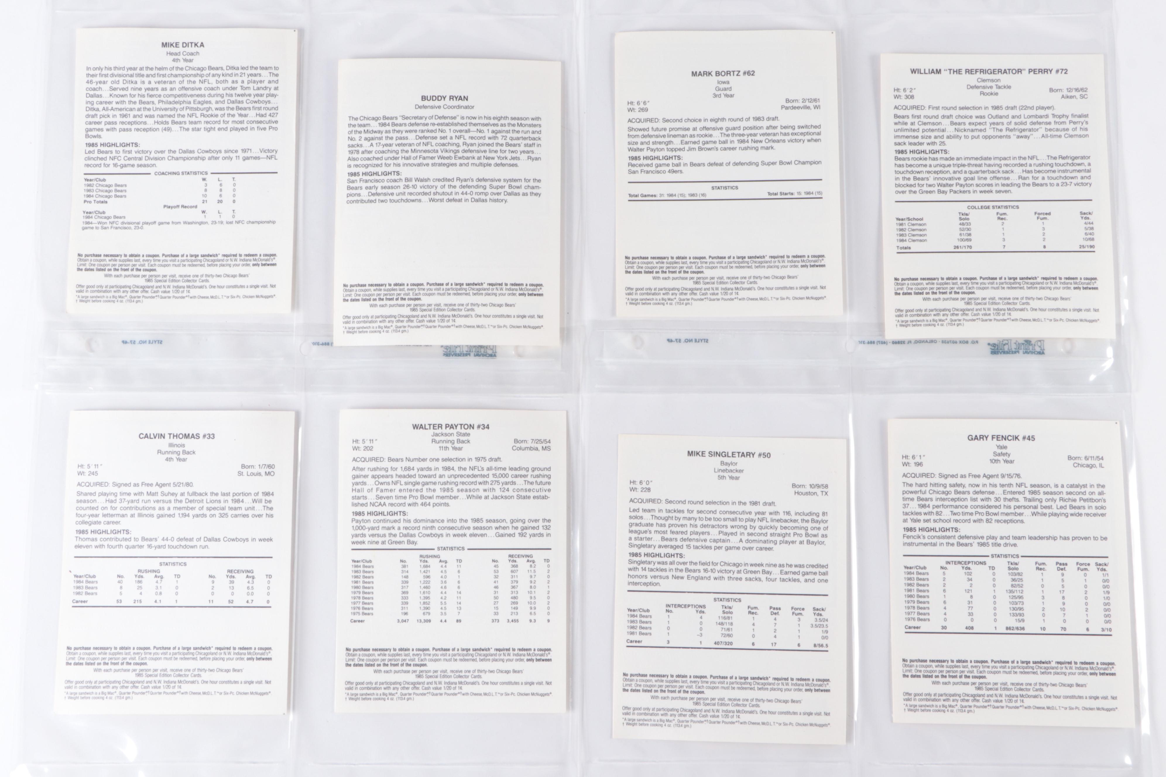 Ryan Signed, More Chicago Bears 1981 Kiwanis and 1985 McDonald's Football Cards