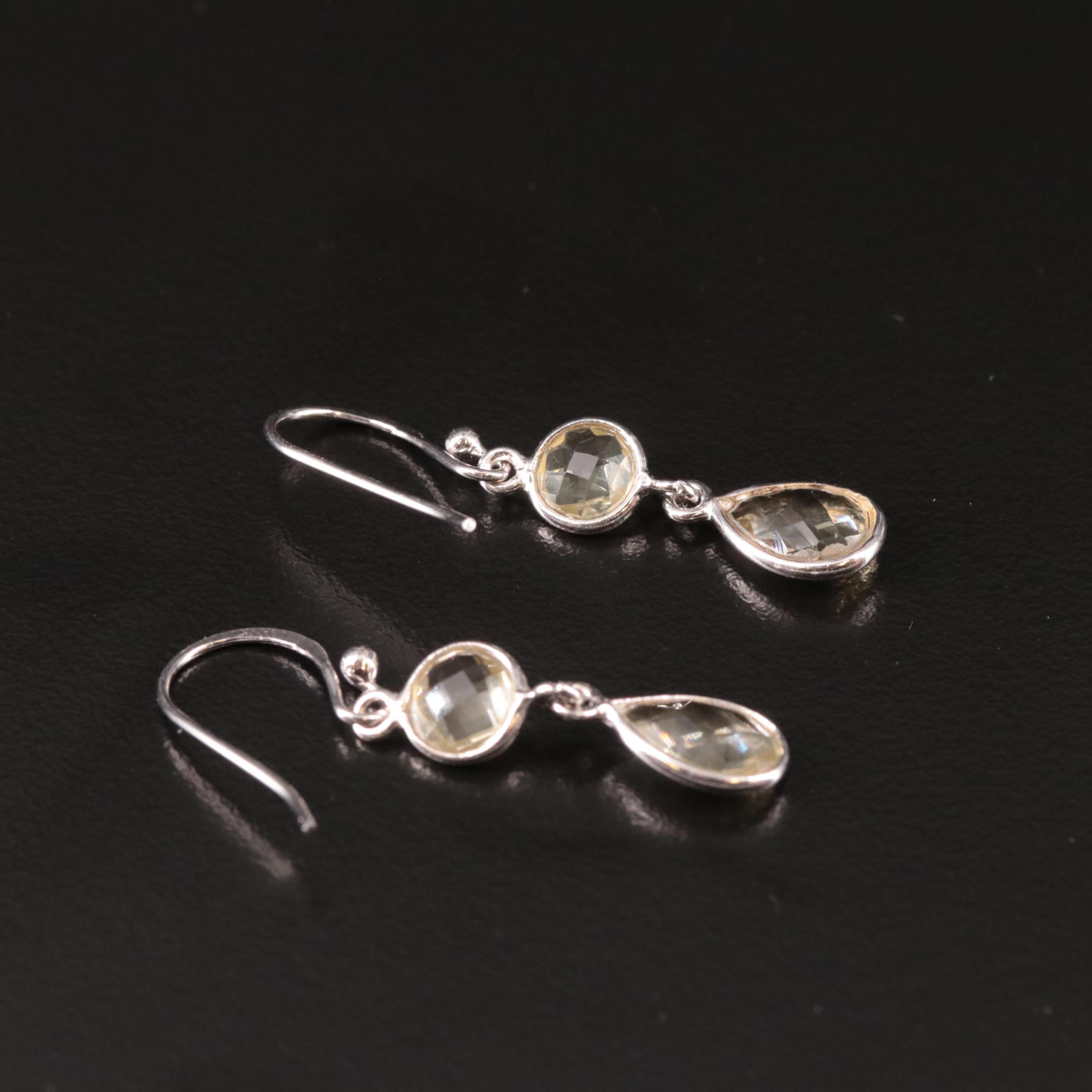 Sterling Citrine Drop Earrings