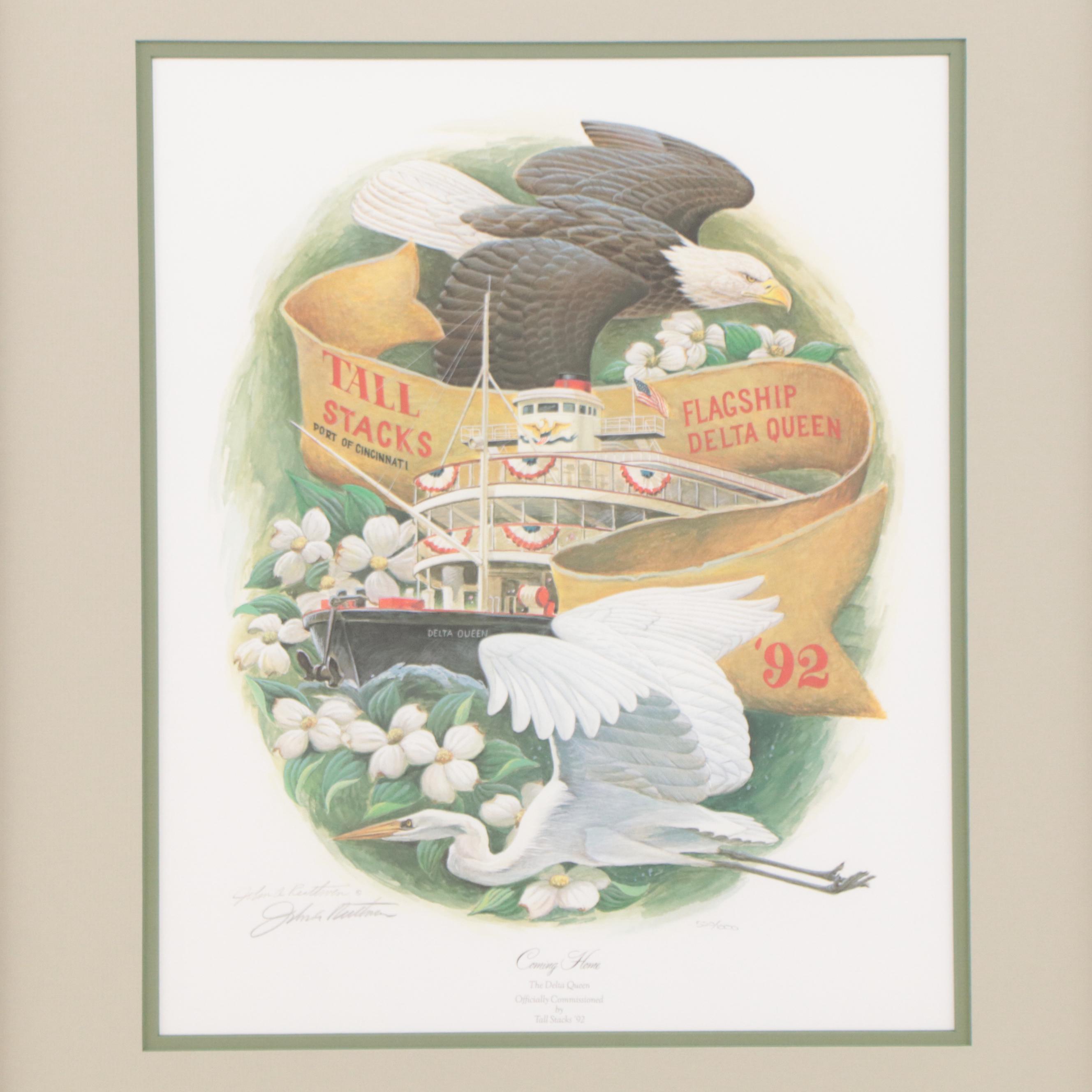 John Ruthven Tall Stacks Offset Lithograph "Coming Home," 1992