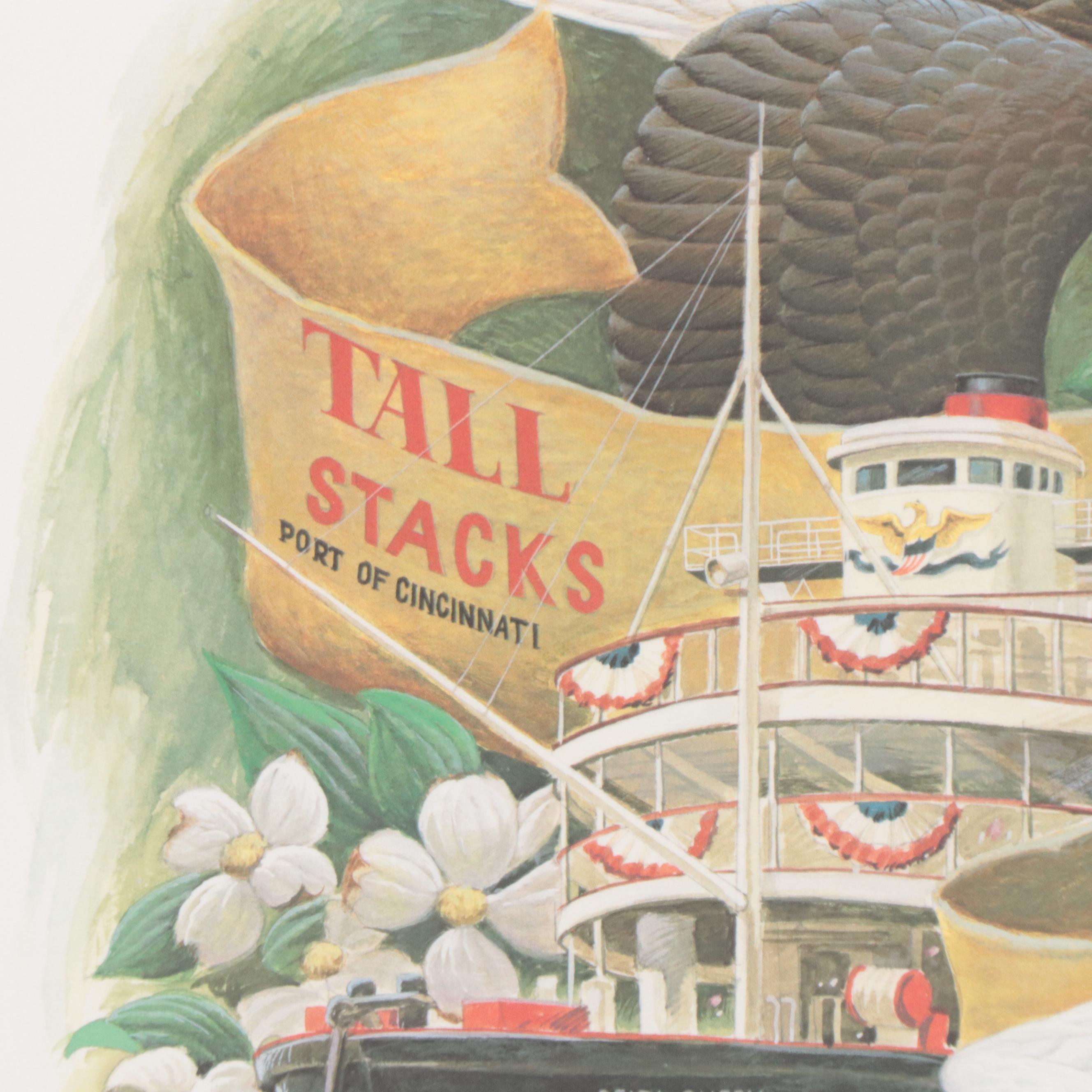 John Ruthven Tall Stacks Offset Lithograph "Coming Home," 1992