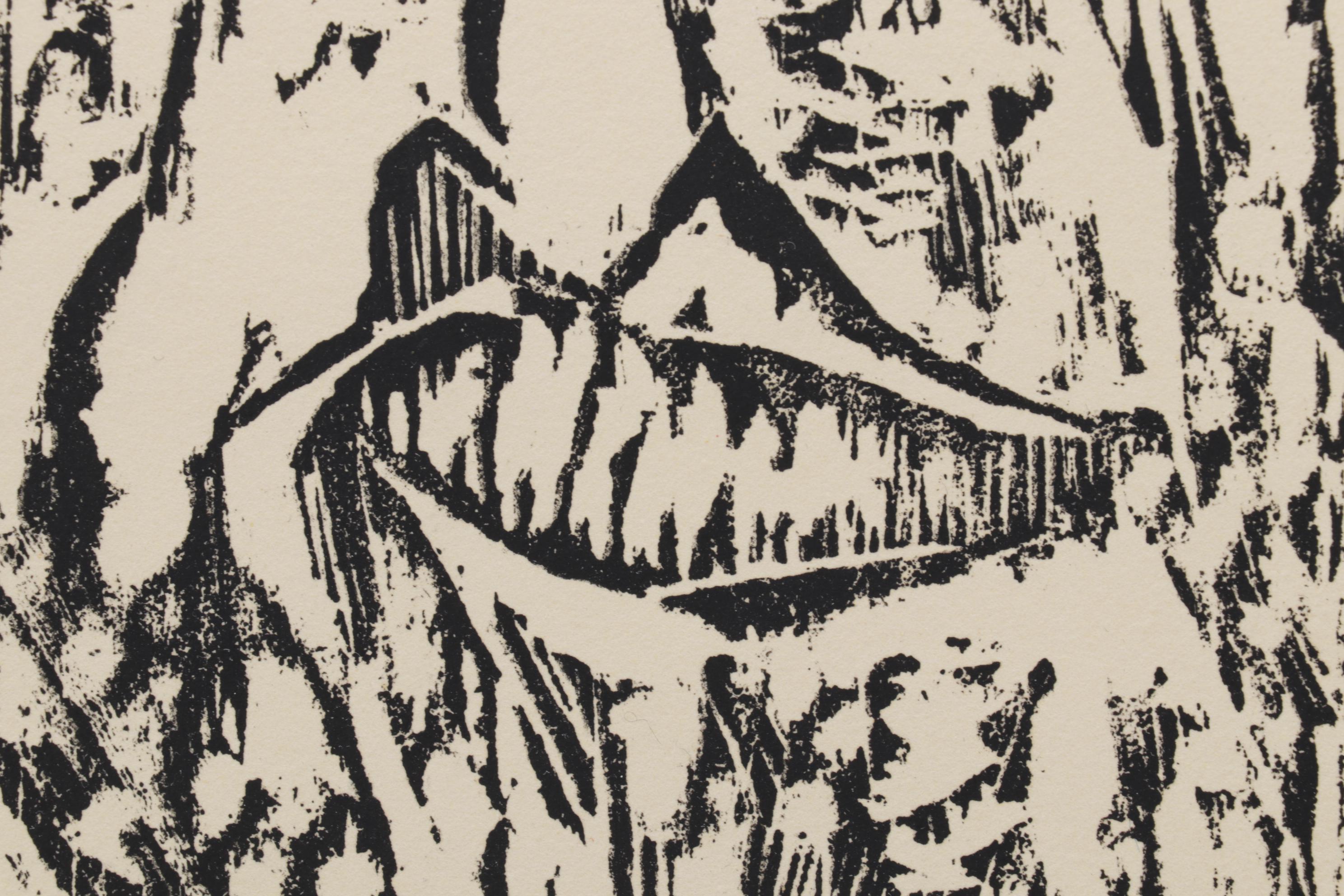 Sidney Chafetz Self-Portrait Woodcut "Lewie Memm," Circa 1957