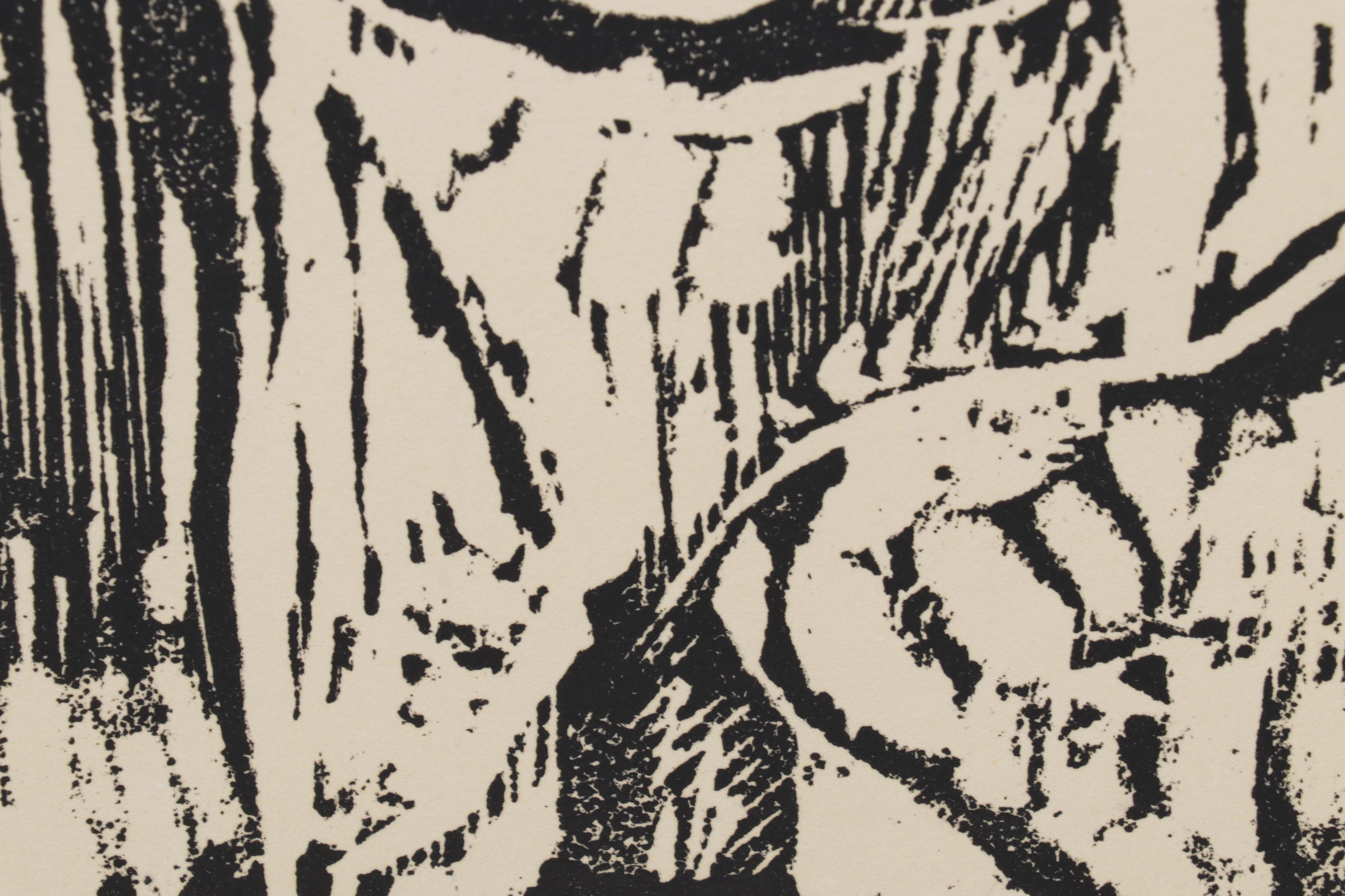 Sidney Chafetz Self-Portrait Woodcut "Lewie Memm," Circa 1957