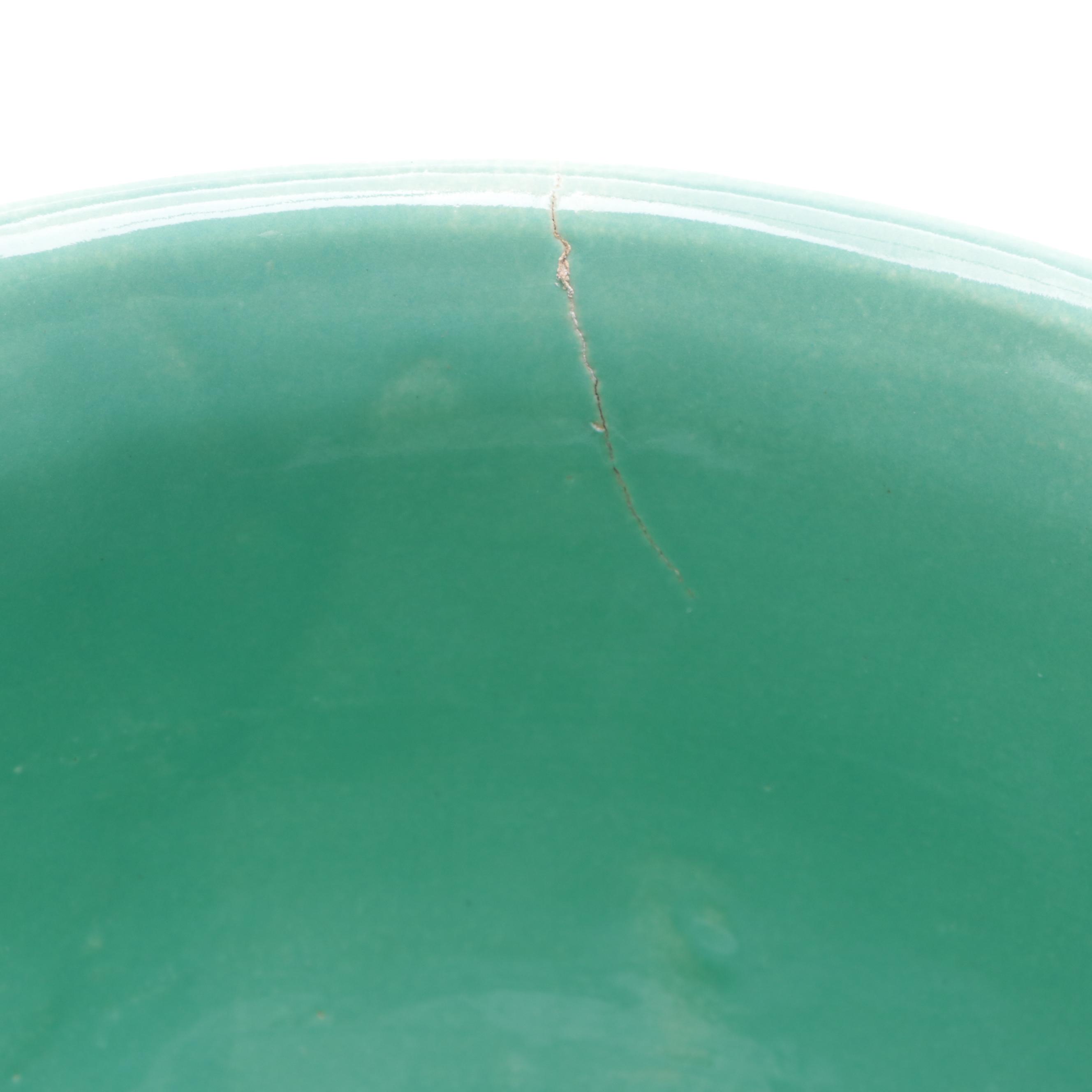 McCoy Pottery Green Glazed Leaf and Berries Quilted Planter, Mid-20th Century