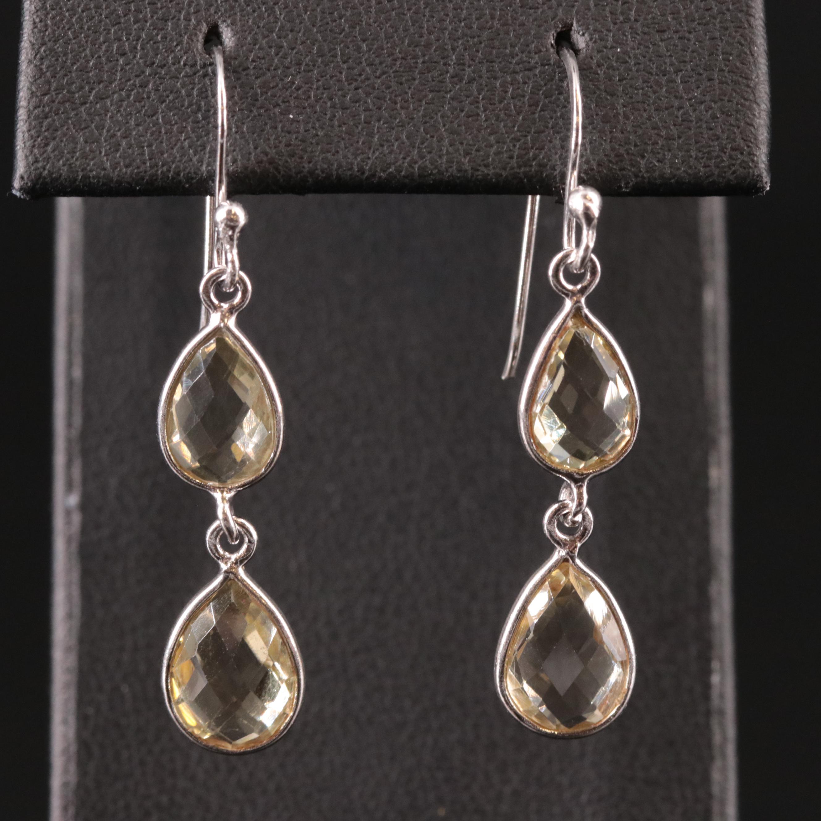 Sterling Citrine Drop Earrings