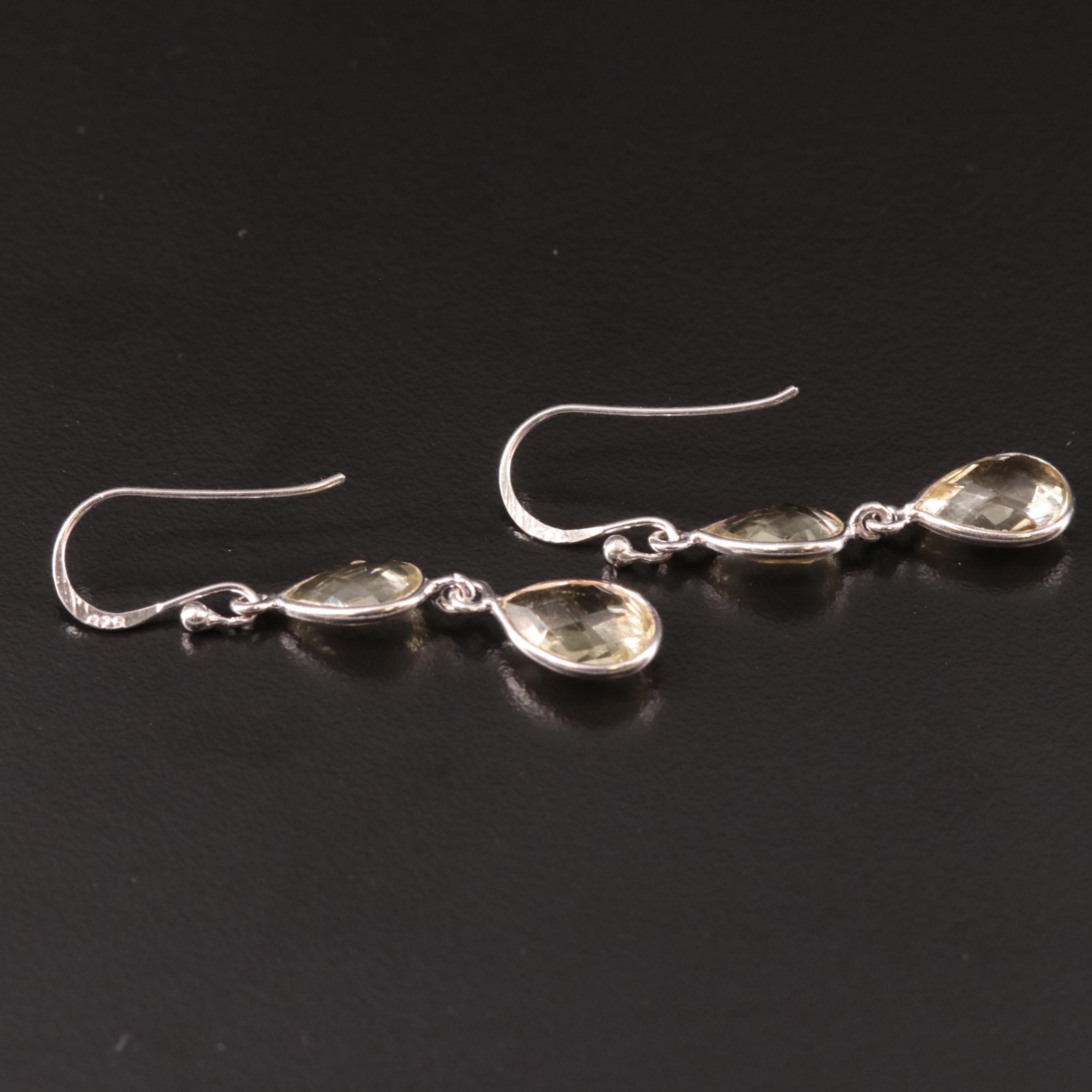Sterling Citrine Drop Earrings