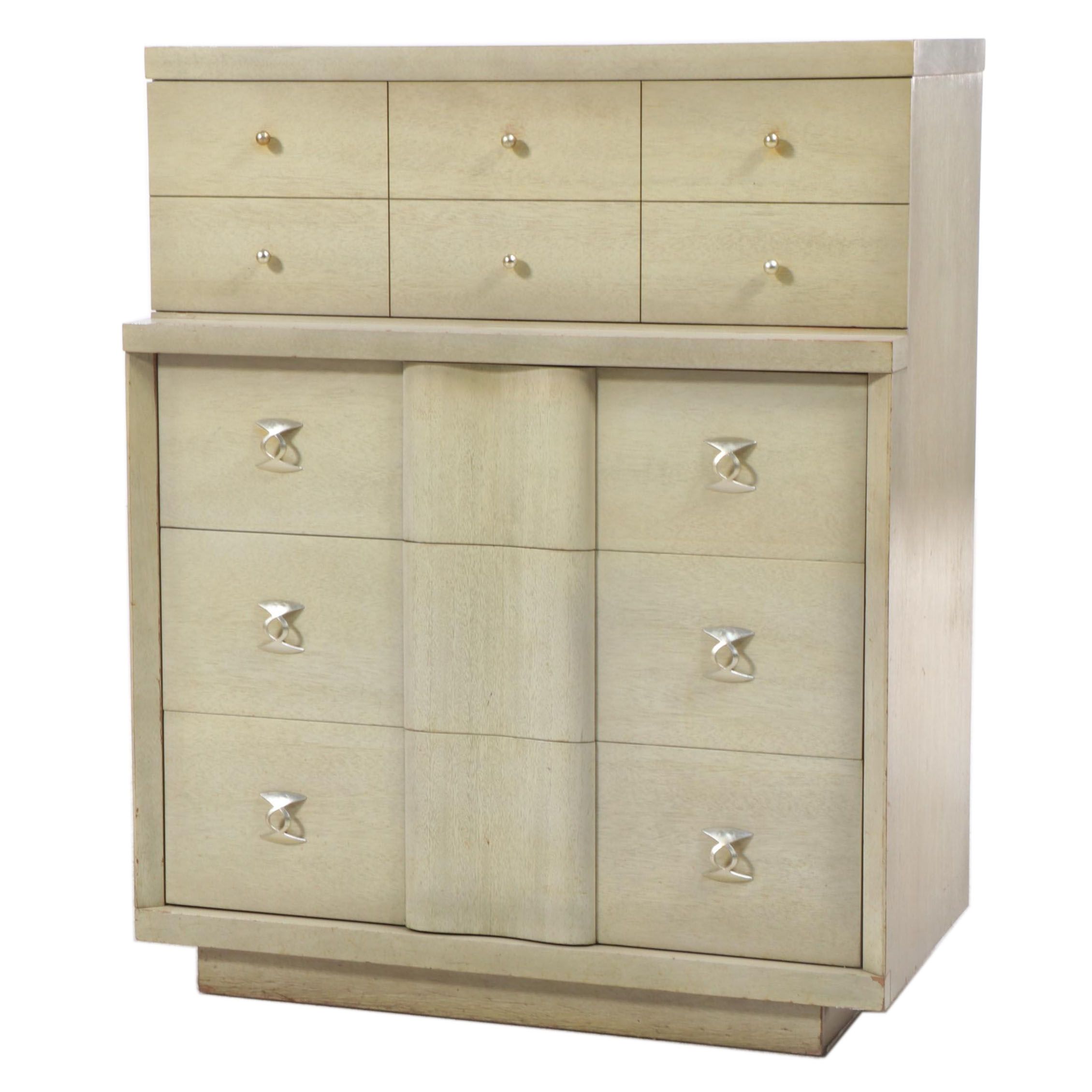 Mid Century Modern Blonde Finish Wooden Chest of Drawers