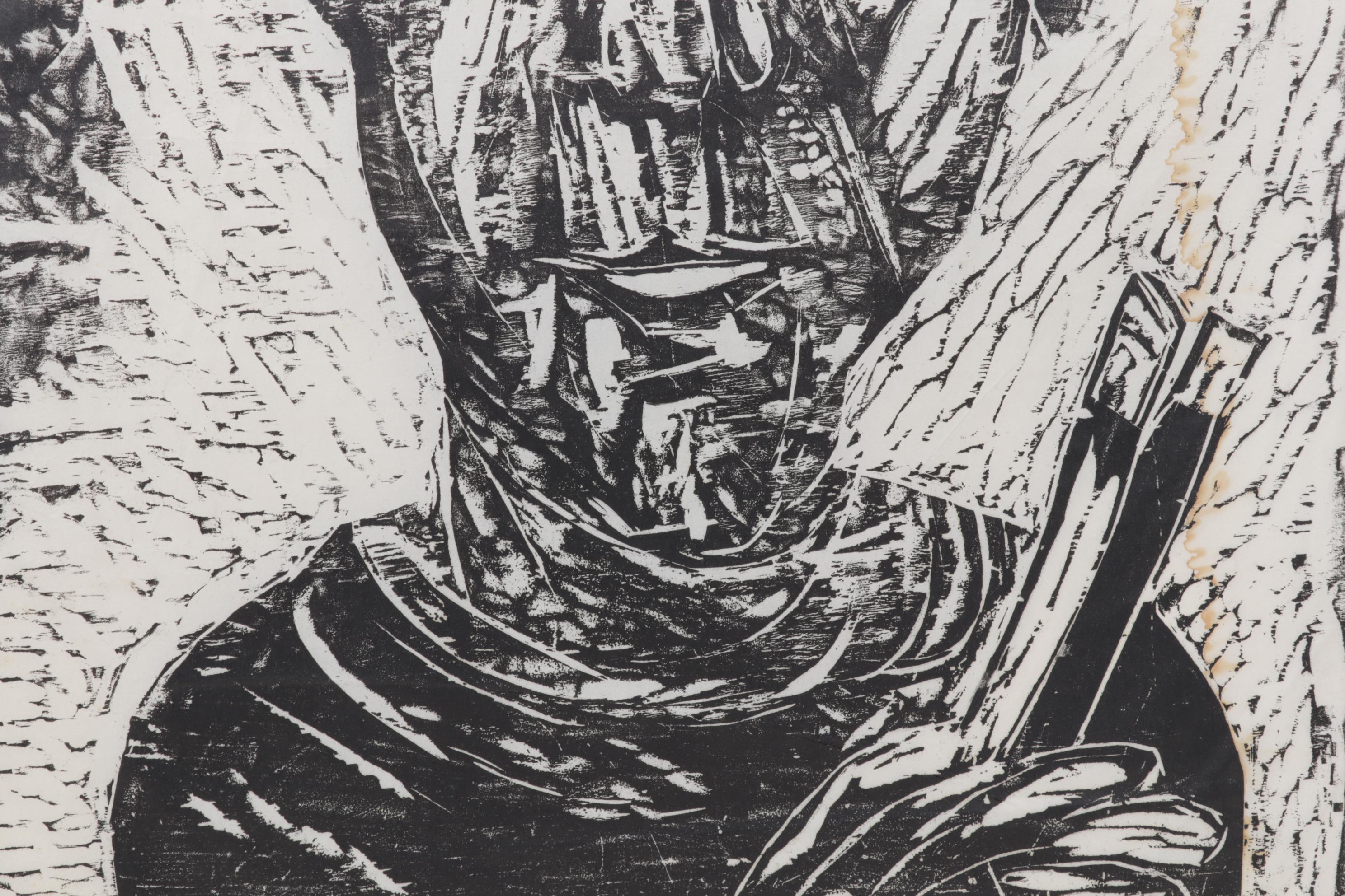 Sidney Chafetz Woodcut "Otto Ritratto," 1959