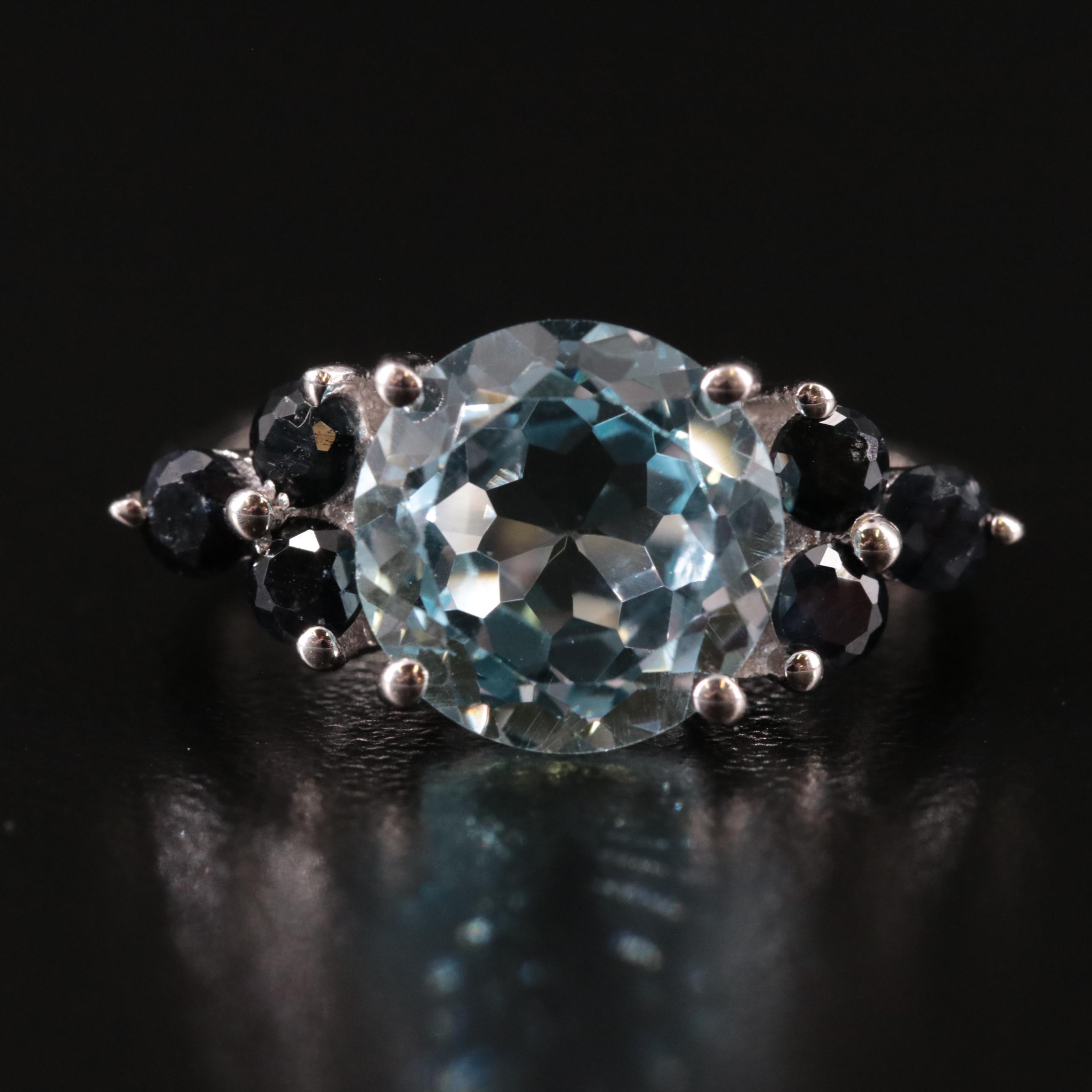 Sterling Blue Topaz and Sapphire Ring