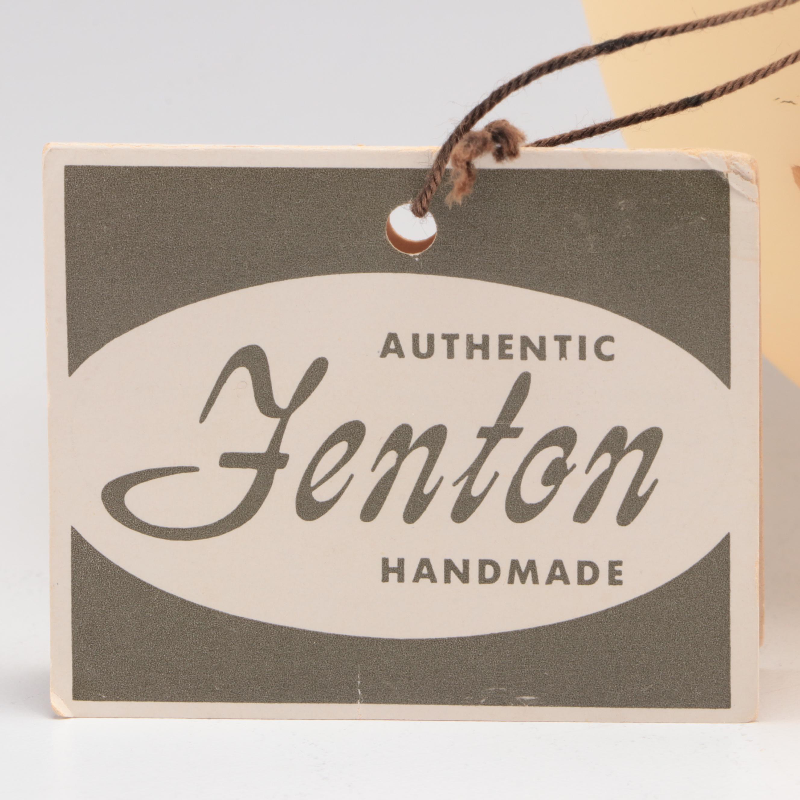 Fenton Hand-Painted Custard Glass Bowl and Compote