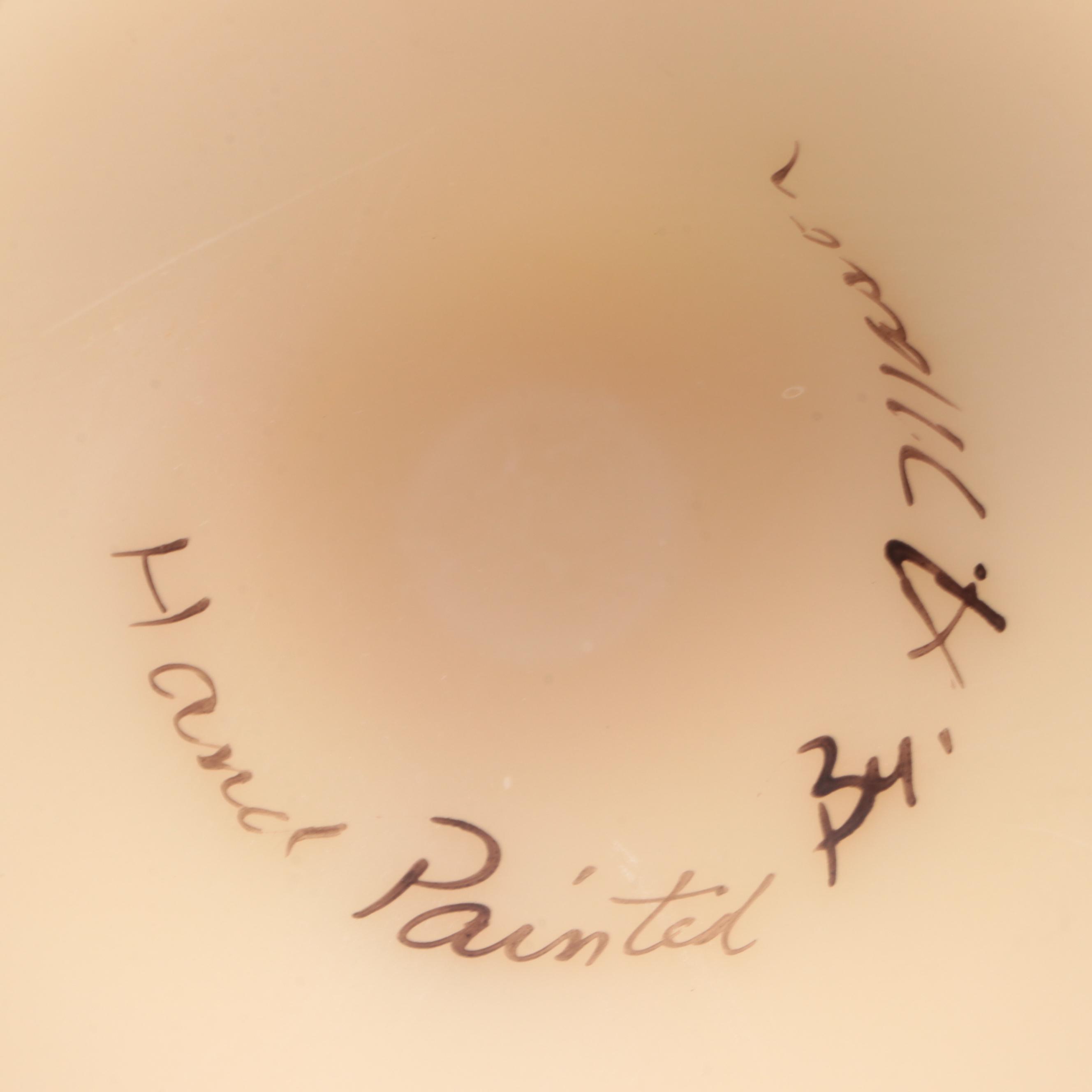 Fenton Hand-Painted Custard Glass Bowl and Compote