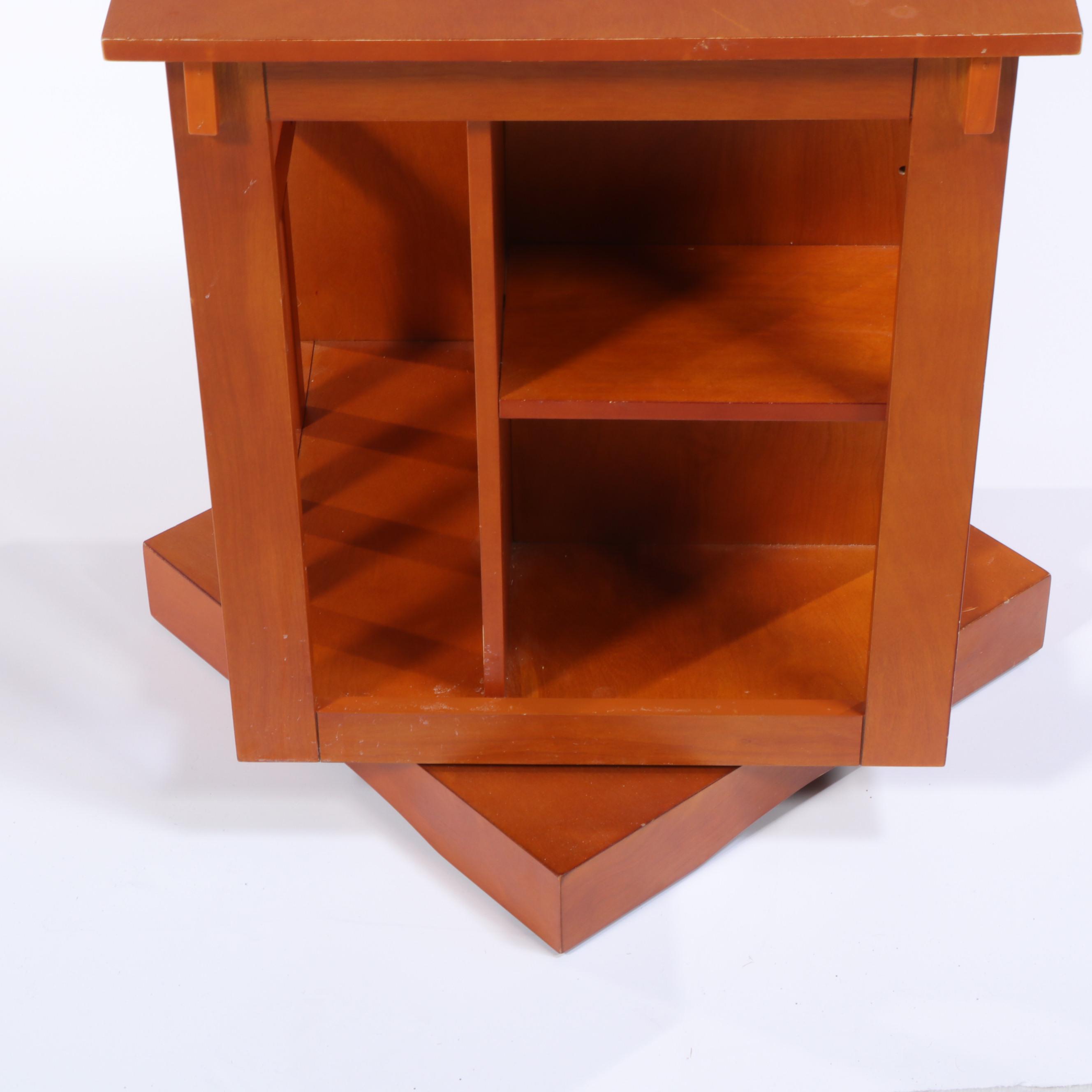 Cherry Finish Wooden Rotating End Table Cabinet