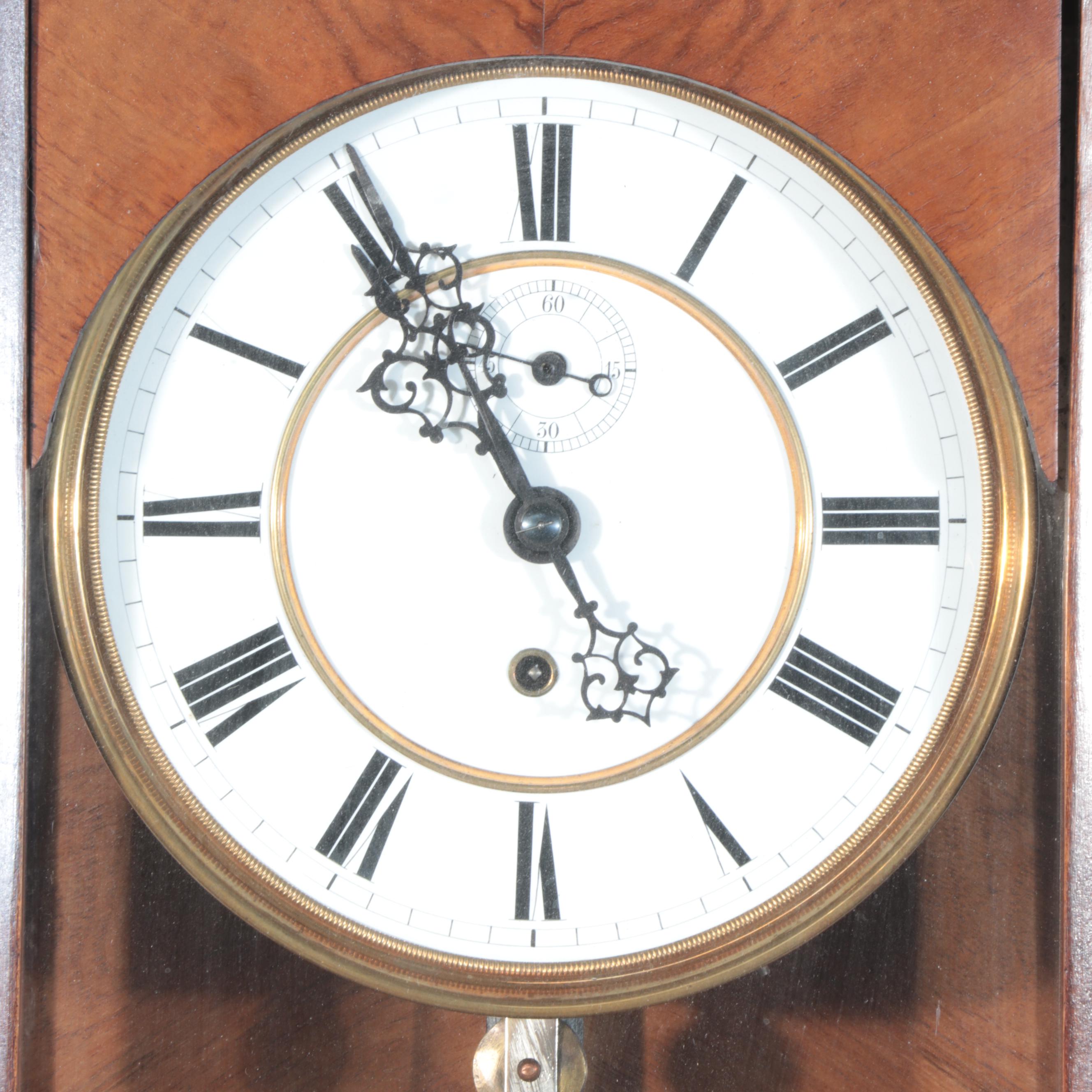 Gustav Becker Walnut Cased Regulator Wall Clock, Mid to Late 20th Century