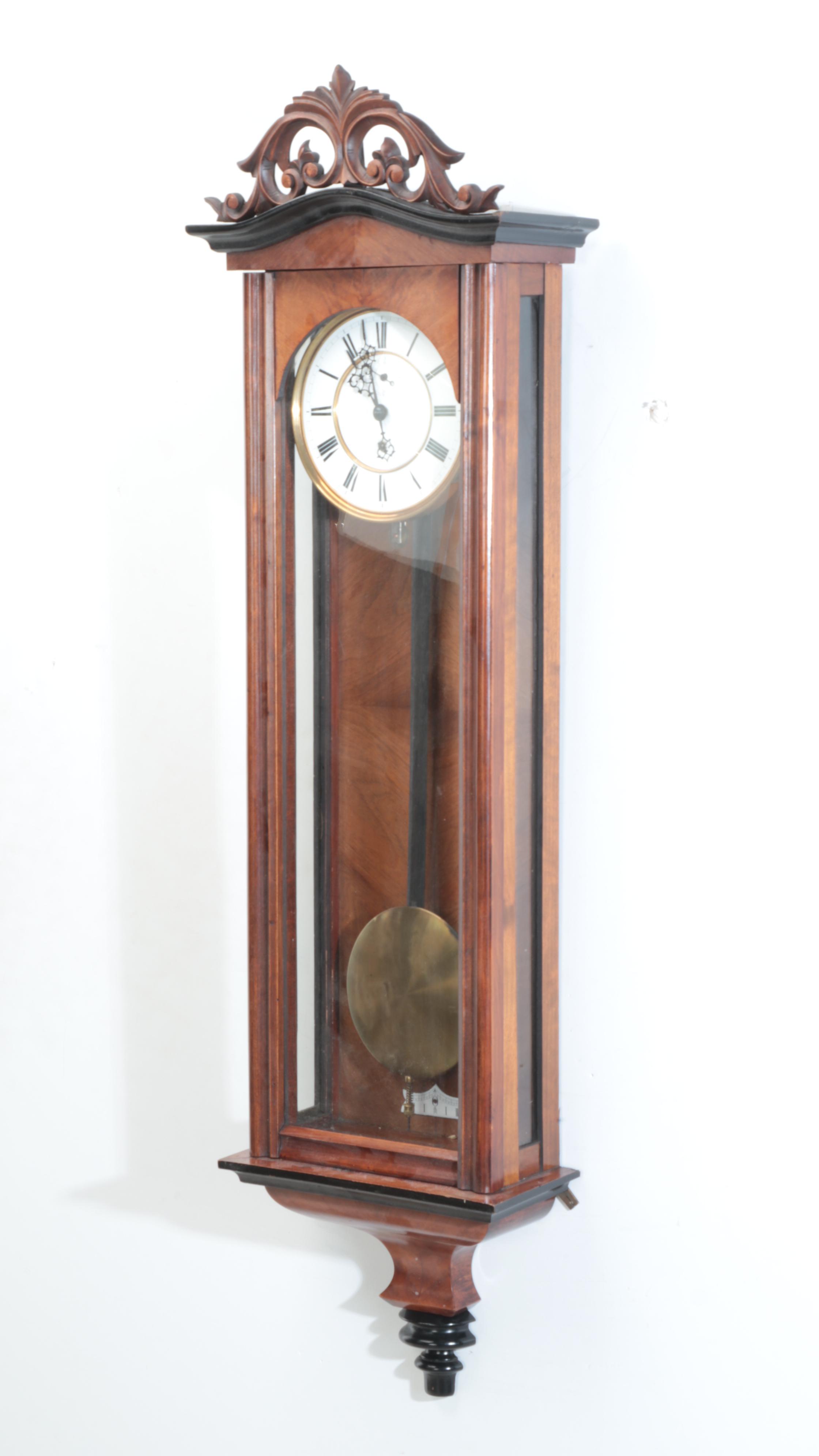Gustav Becker Walnut Cased Regulator Wall Clock, Mid to Late 20th Century