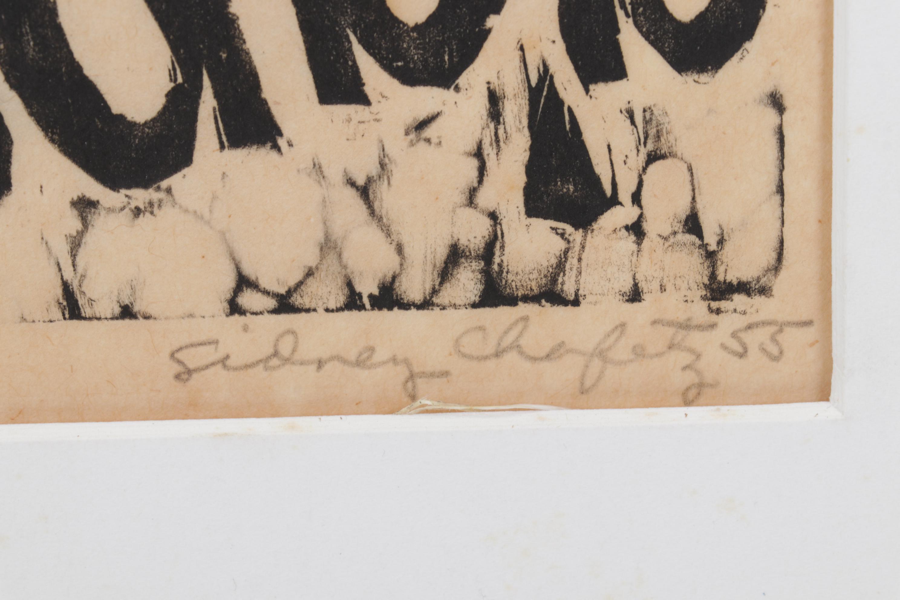 Sidney Chafetz Woodcut "Publicity Photo of a Pianist," 1955