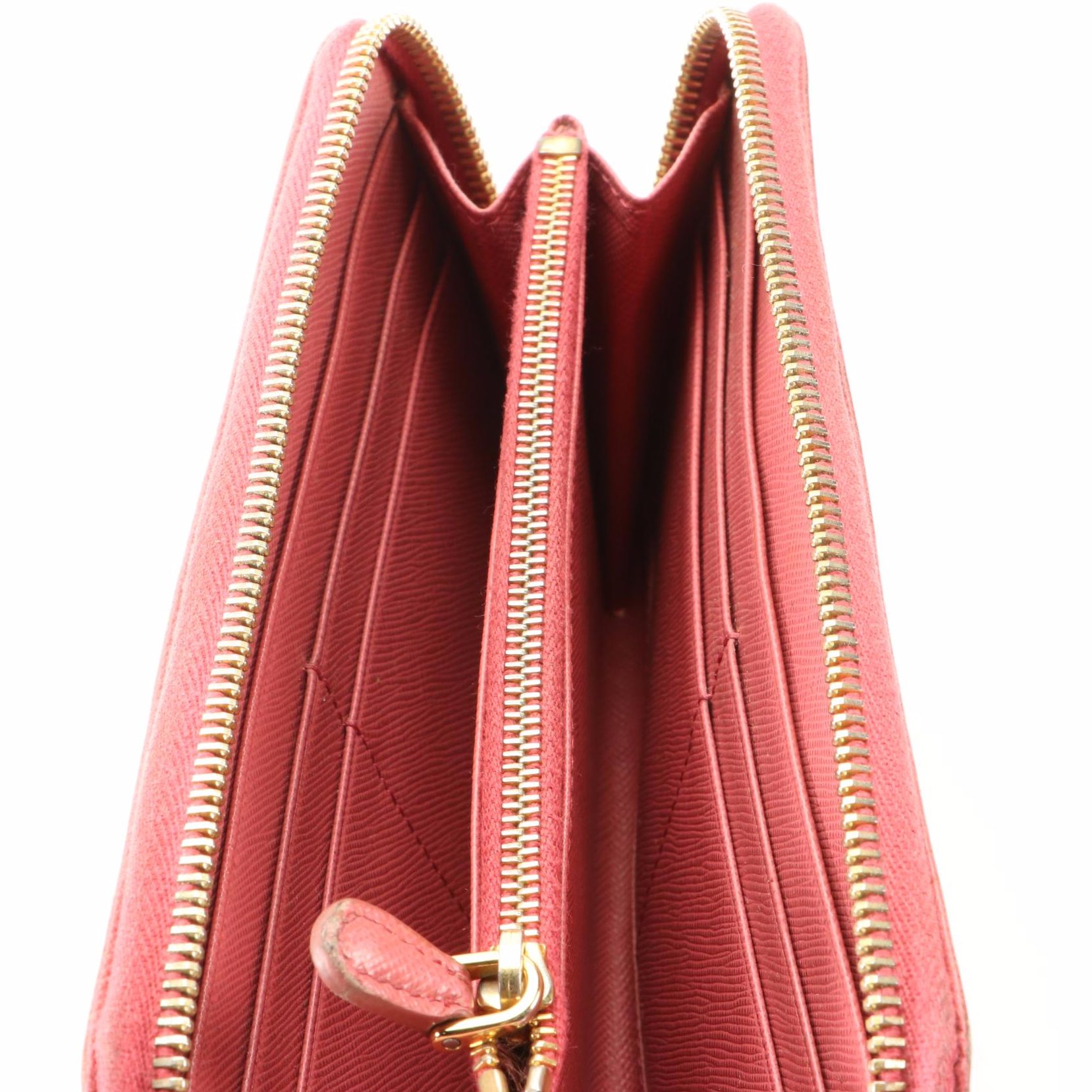 Prada Ribbon Zip Around Wallet in Saffiano Leather