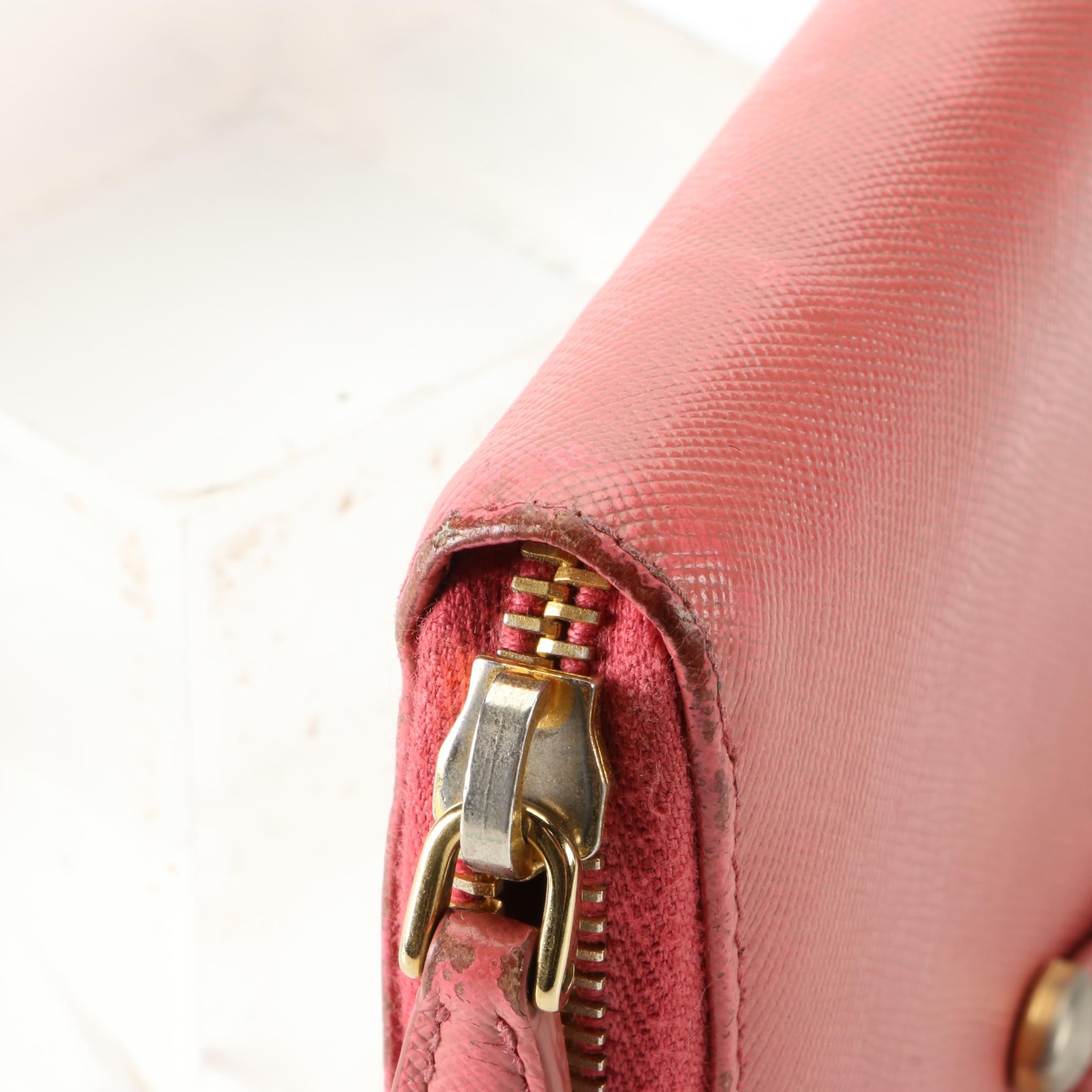 Prada Ribbon Zip Around Wallet in Saffiano Leather