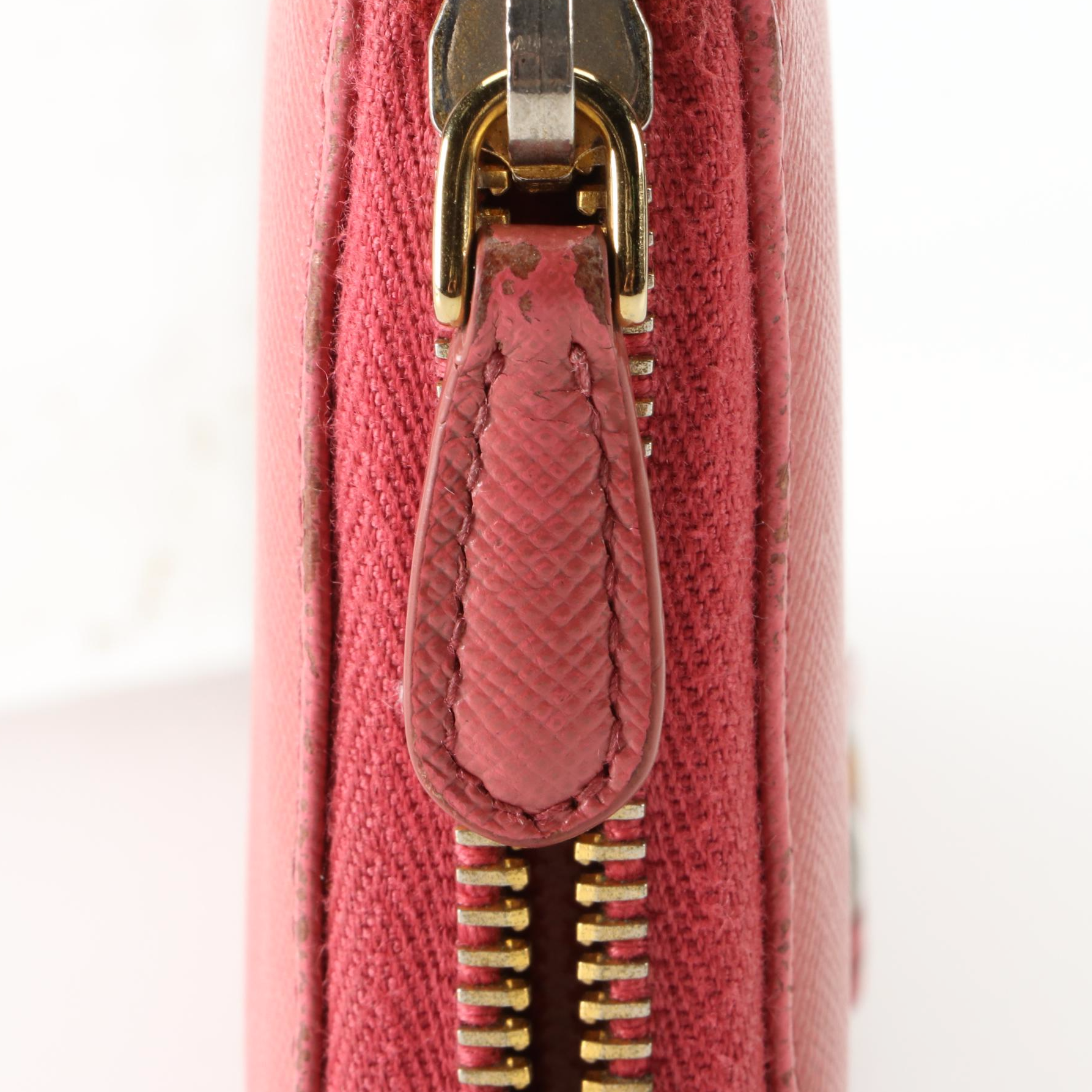 Prada Ribbon Zip Around Wallet in Saffiano Leather