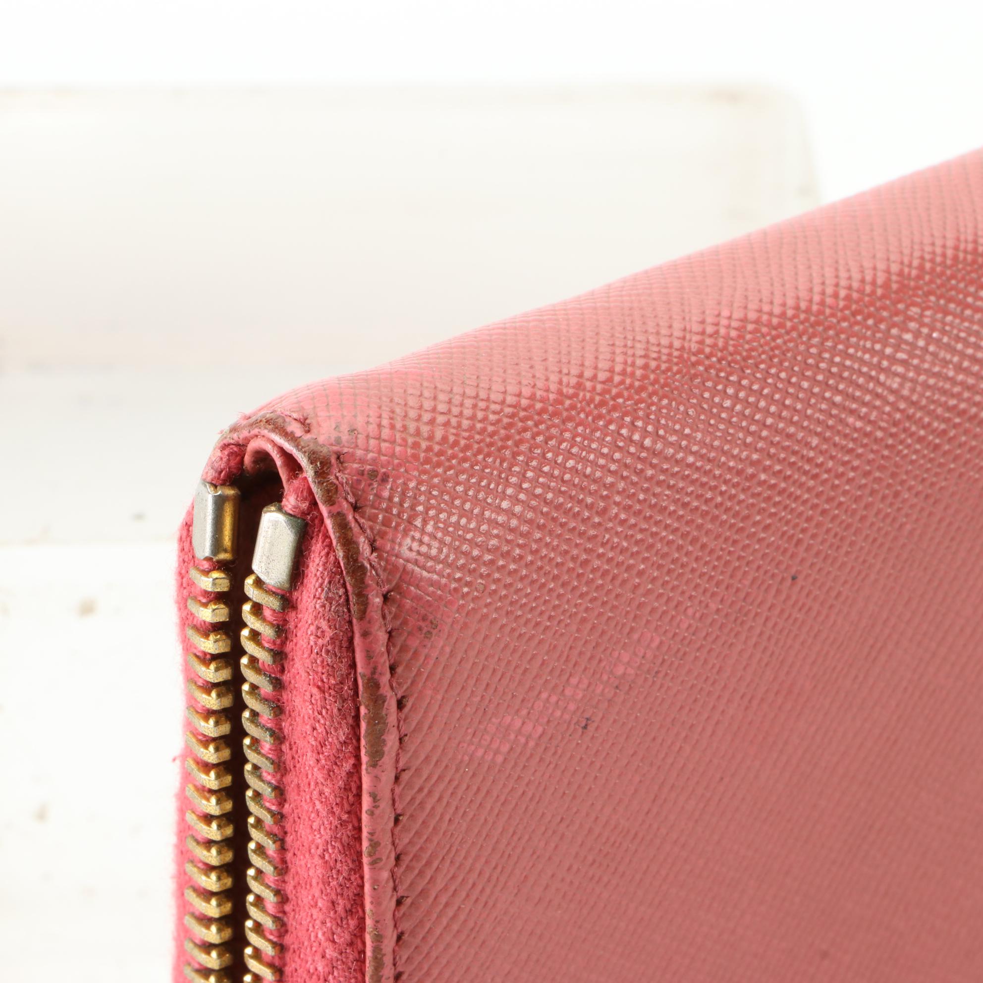 Prada Ribbon Zip Around Wallet in Saffiano Leather