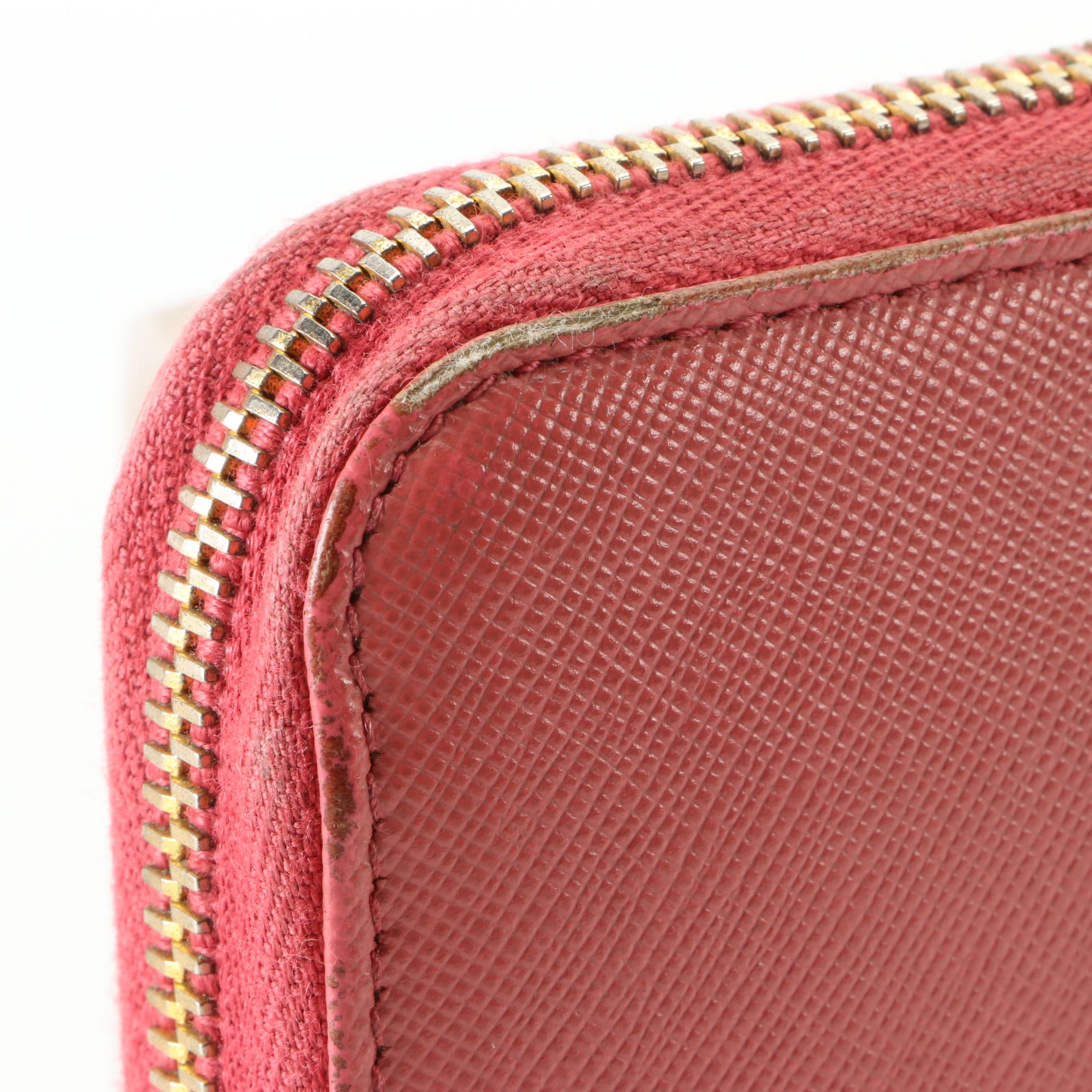 Prada Ribbon Zip Around Wallet in Saffiano Leather