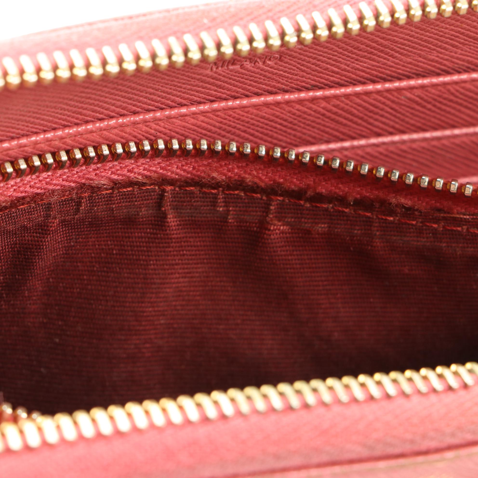 Prada Ribbon Zip Around Wallet in Saffiano Leather