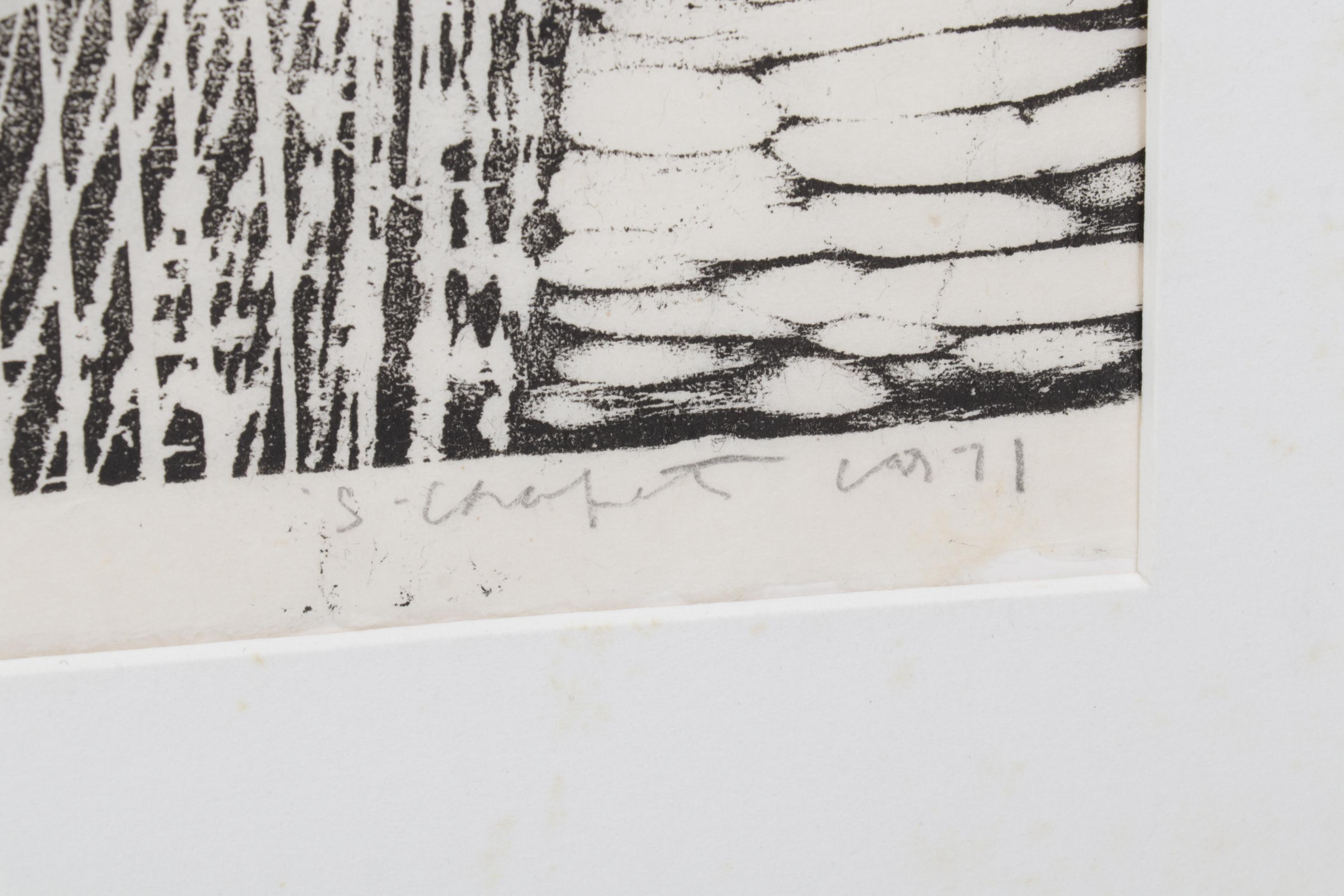 Sidney Chafetz Woodcut "Message From Delphi," 1971