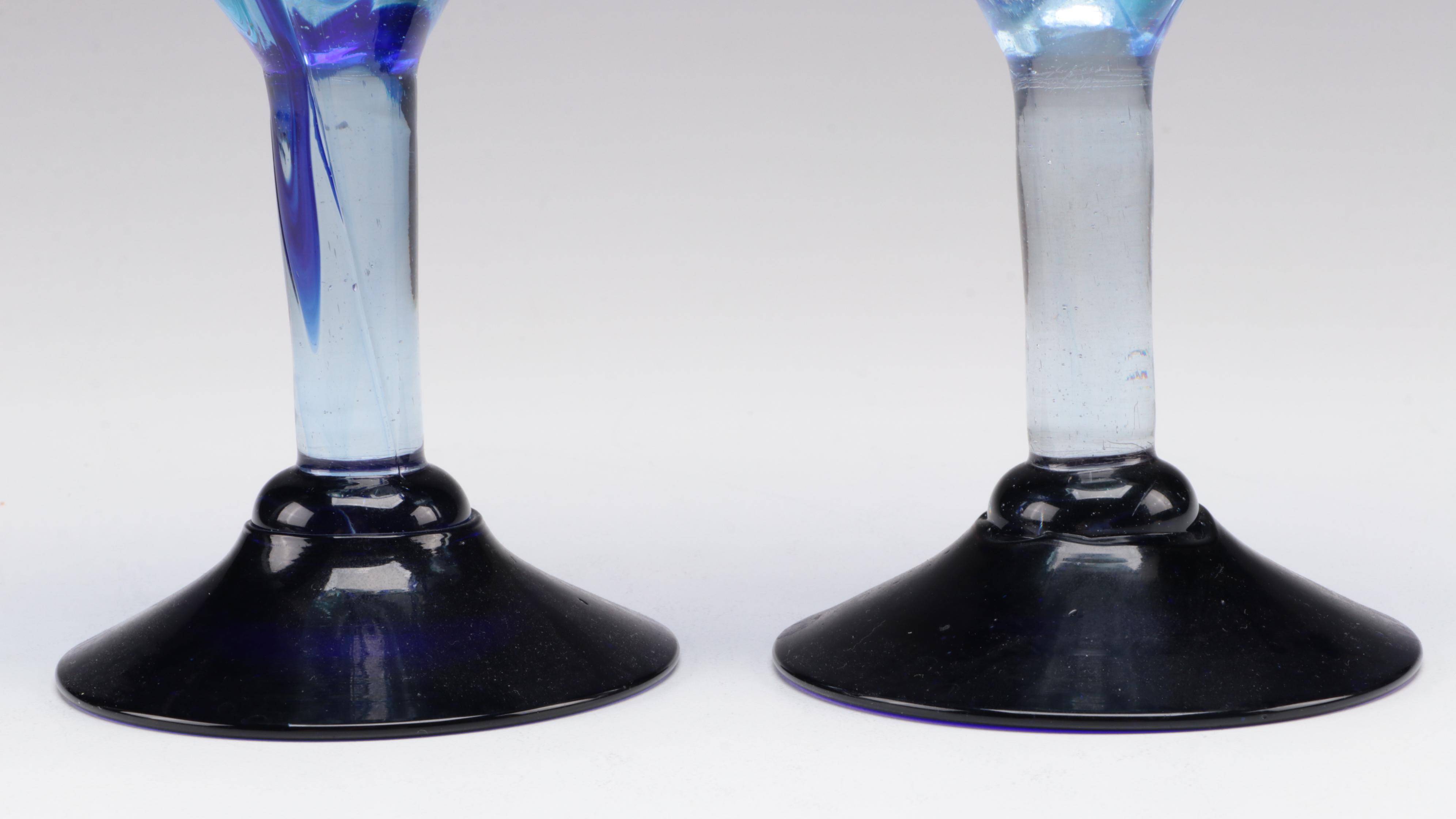 Swirled Art Glass Goblets and Plates