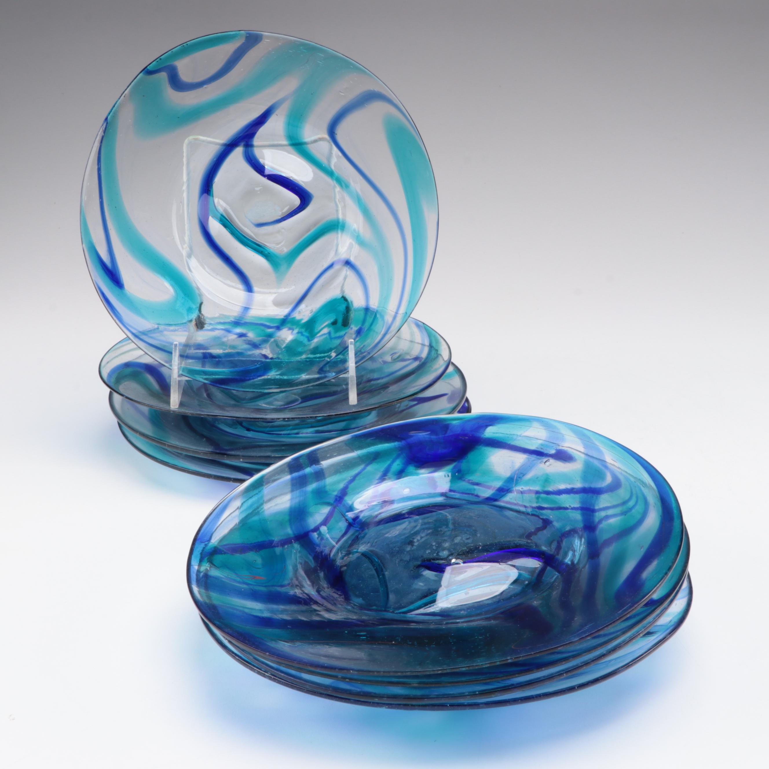 Swirled Art Glass Goblets and Plates