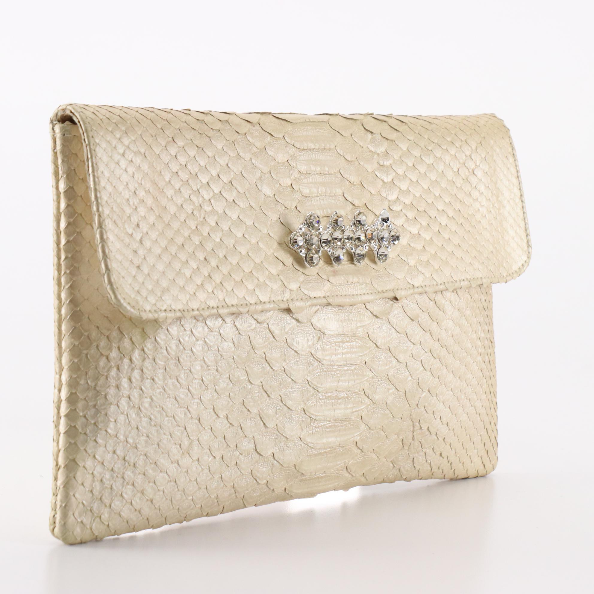Madame Mathilde Embellished Python Clutch