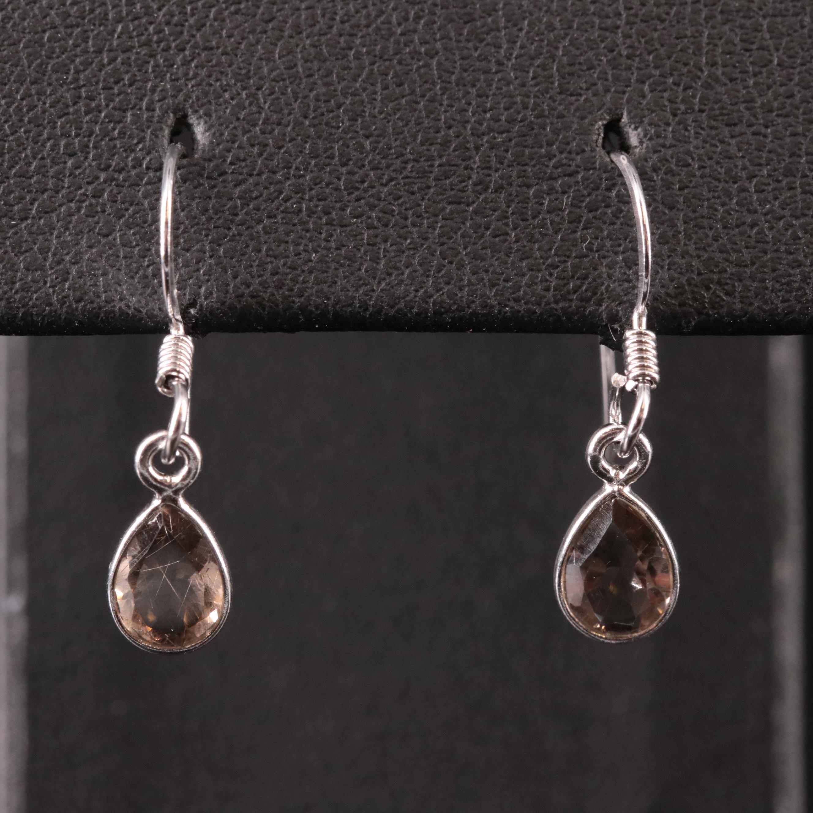 Sterling Smoky Quartz Drop Earrings