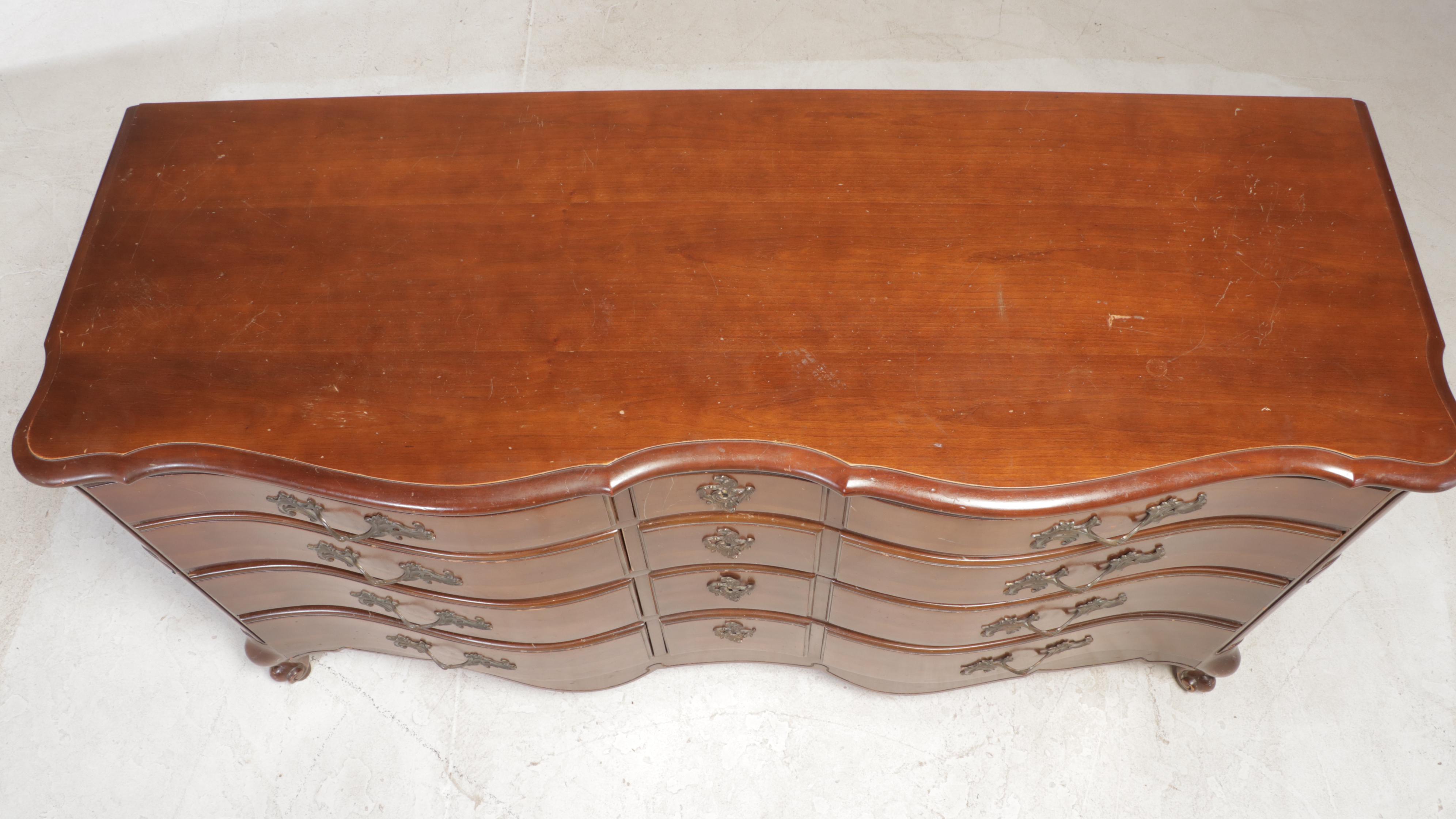 French Provincial Style Fruitwood-Stained Eight-Drawer Dresser