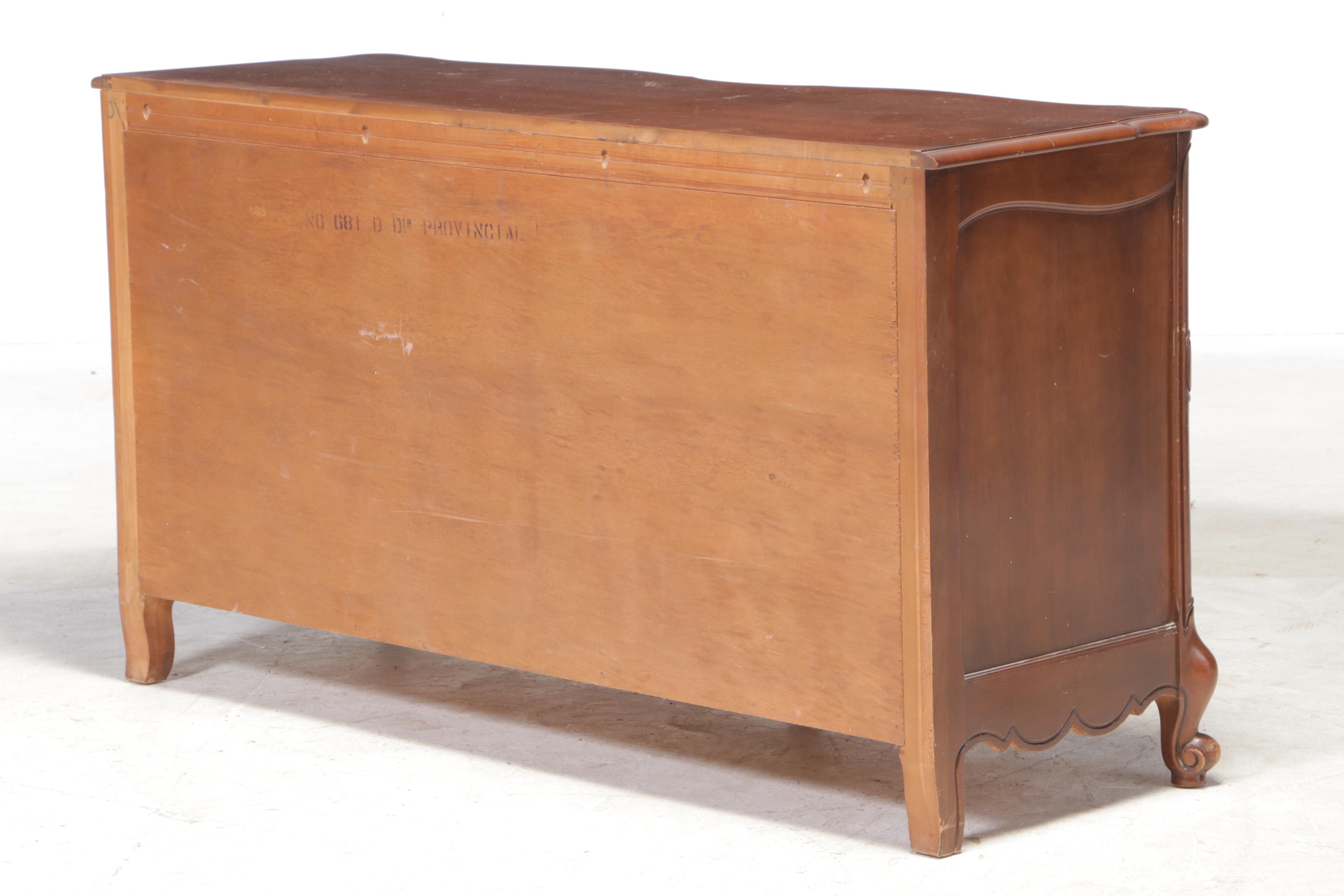 French Provincial Style Fruitwood-Stained Eight-Drawer Dresser