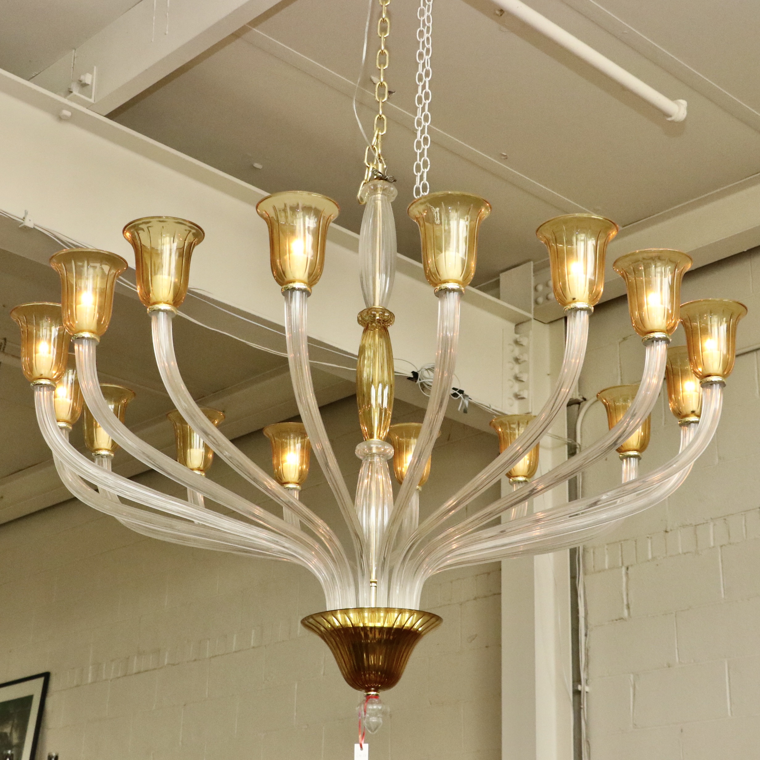 Cyan Design Vetrai Collection 16-Arm Glass Chandelier with Amber Glass Shades
