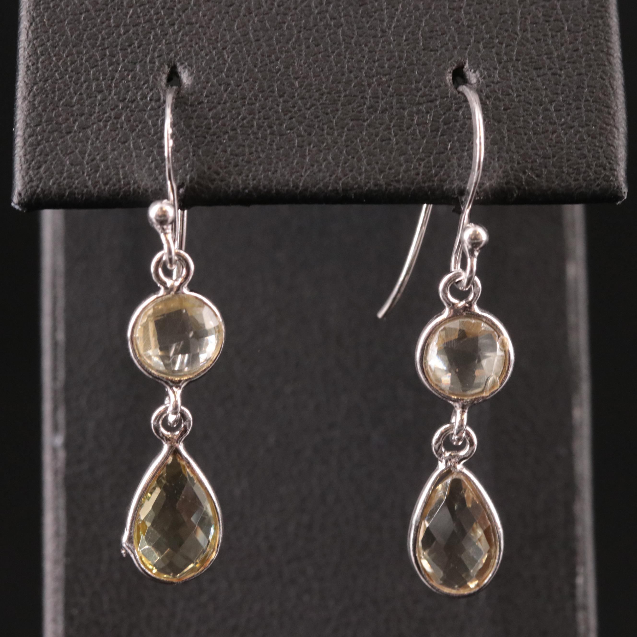 Sterling Citrine Drop Earrings