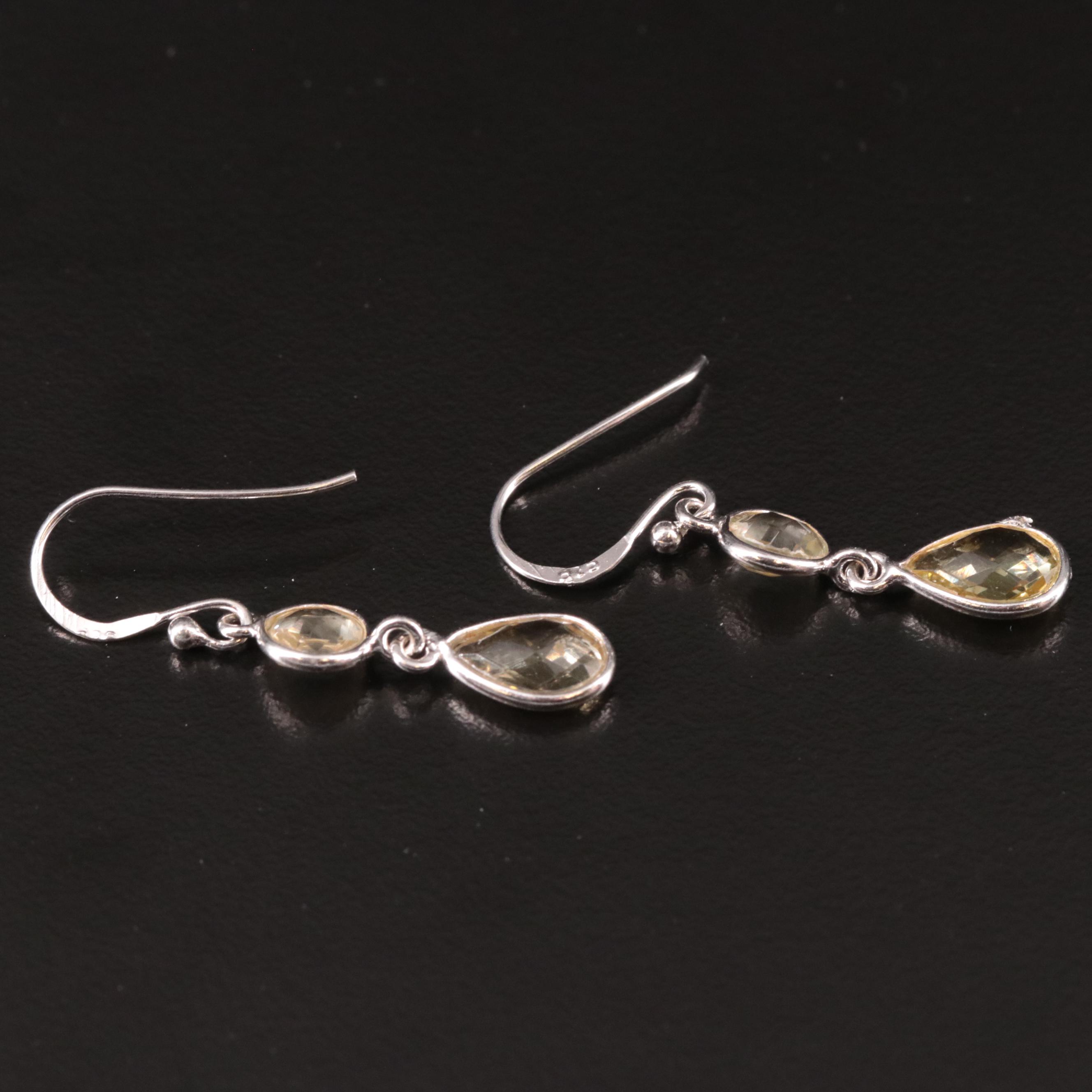 Sterling Citrine Drop Earrings
