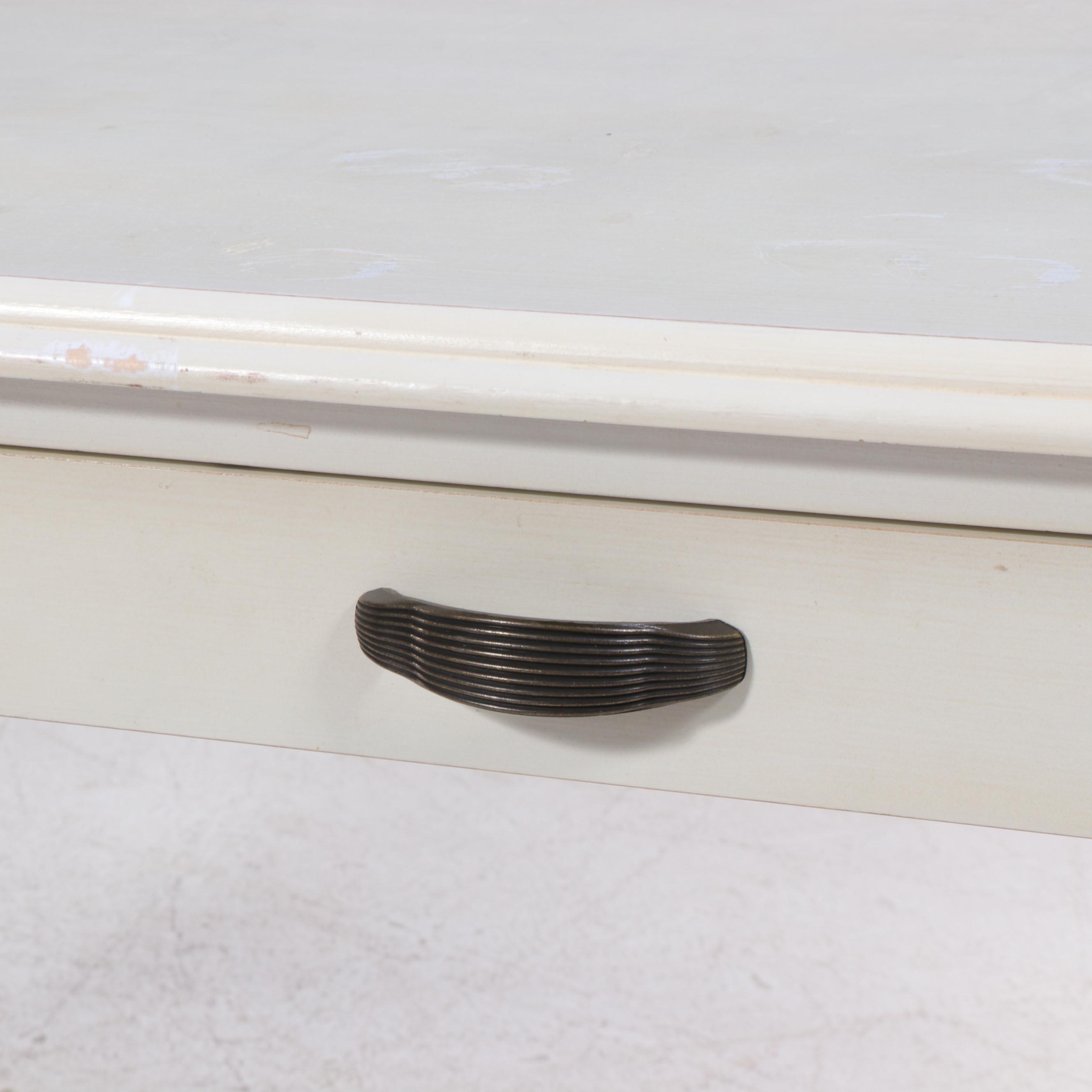 Contemporary White Painted Wood Two-Drawer Desk