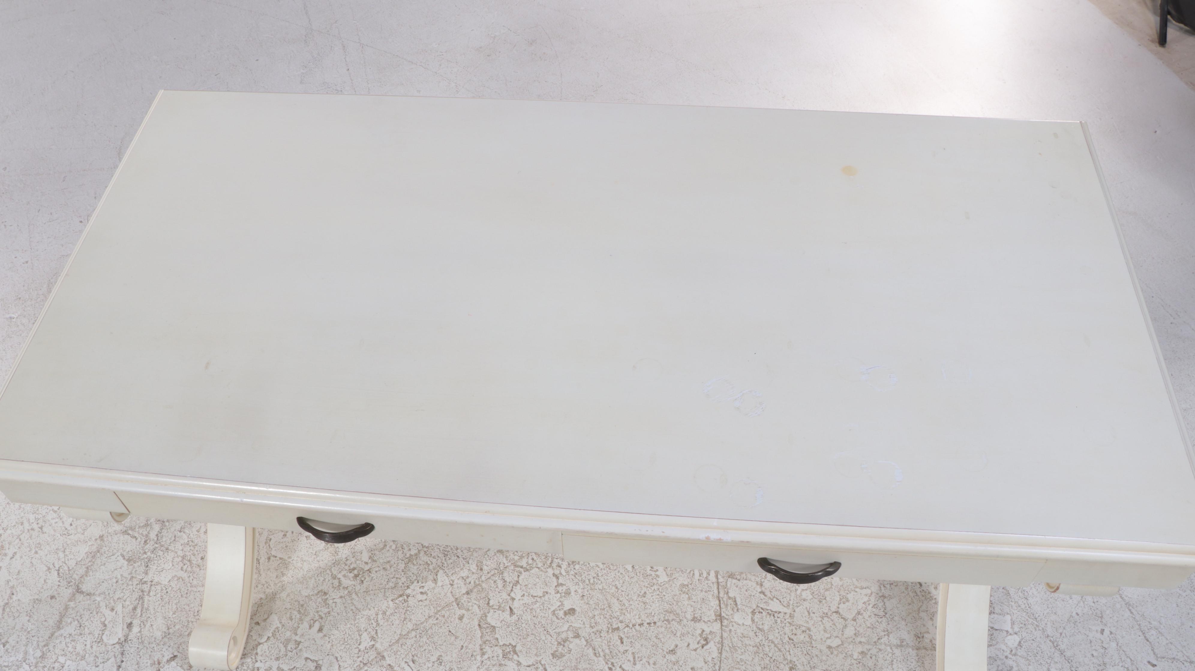 Contemporary White Painted Wood Two-Drawer Desk