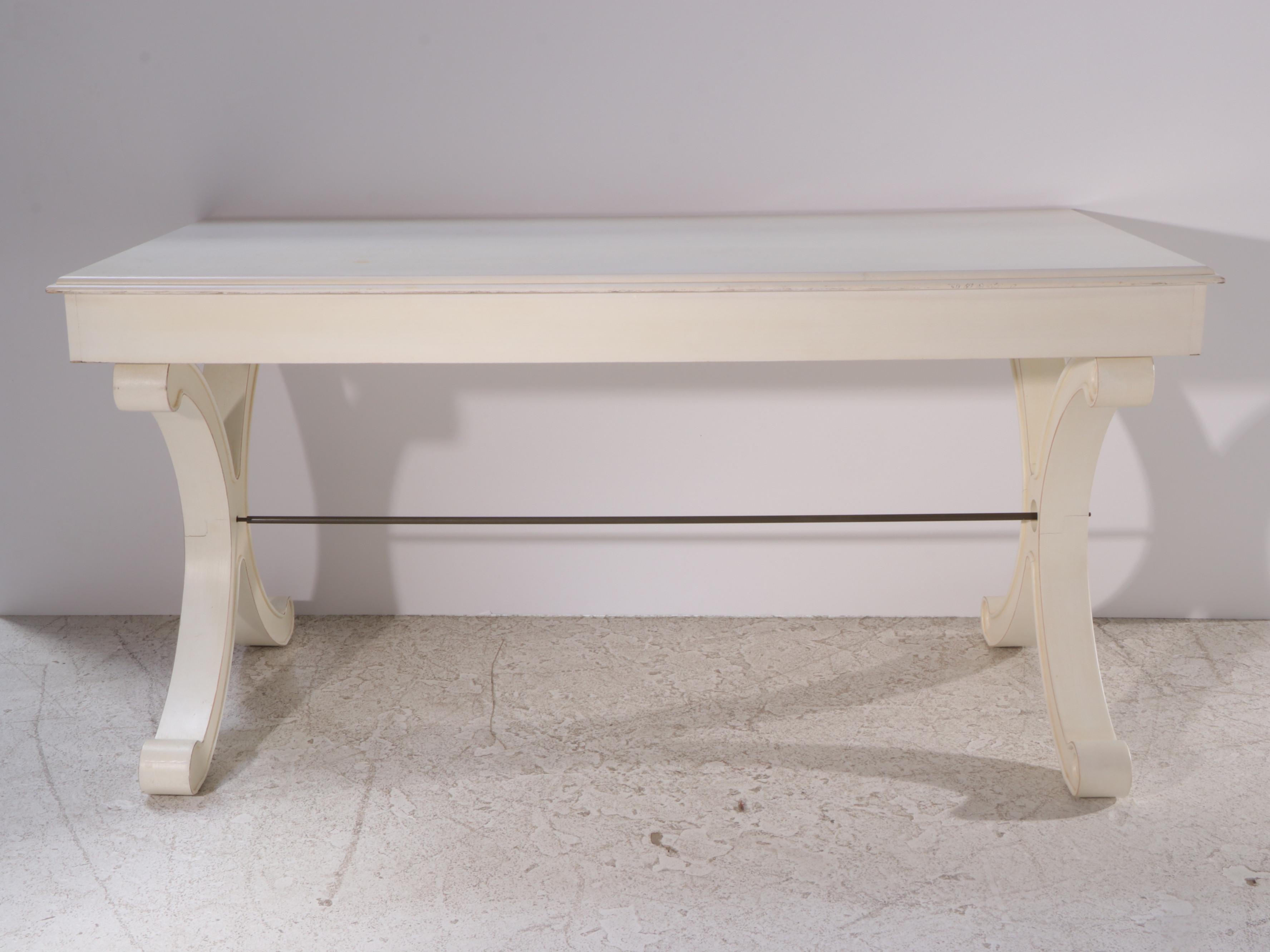 Contemporary White Painted Wood Two-Drawer Desk