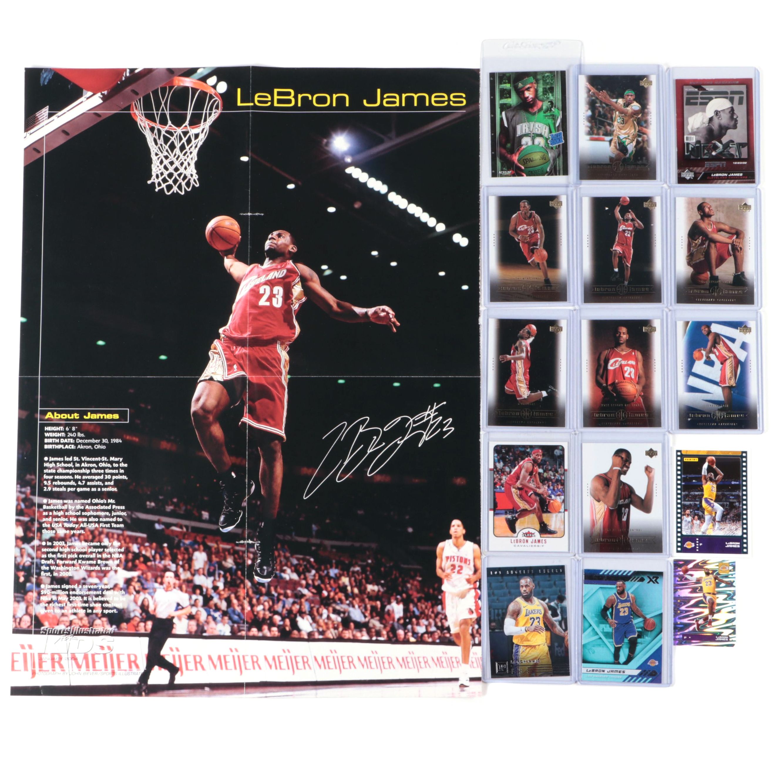 2004 Sports Illustrated LeBron James Poster with Basketball Cards, 2000s–2020s