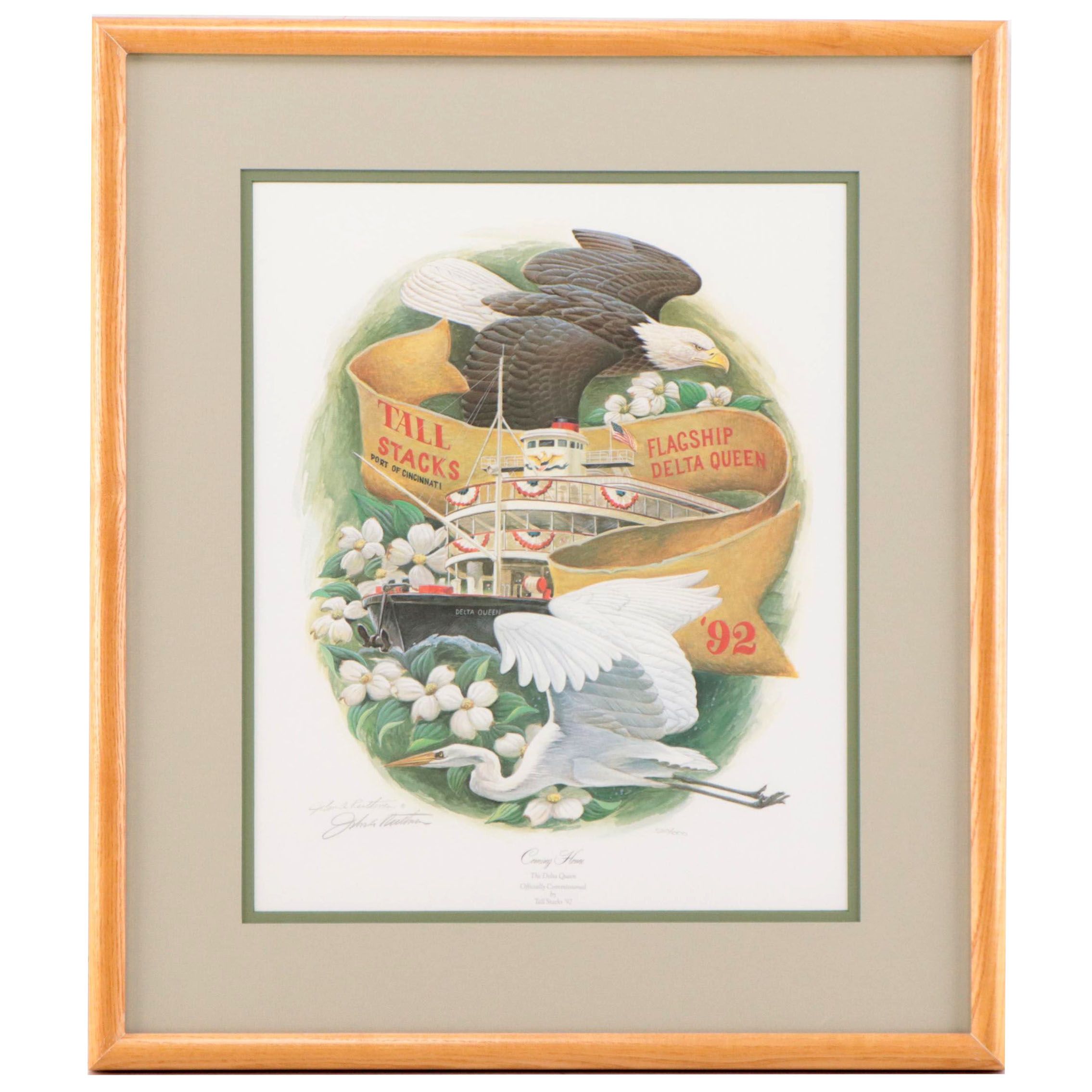 John Ruthven Tall Stacks Offset Lithograph "Coming Home," 1992