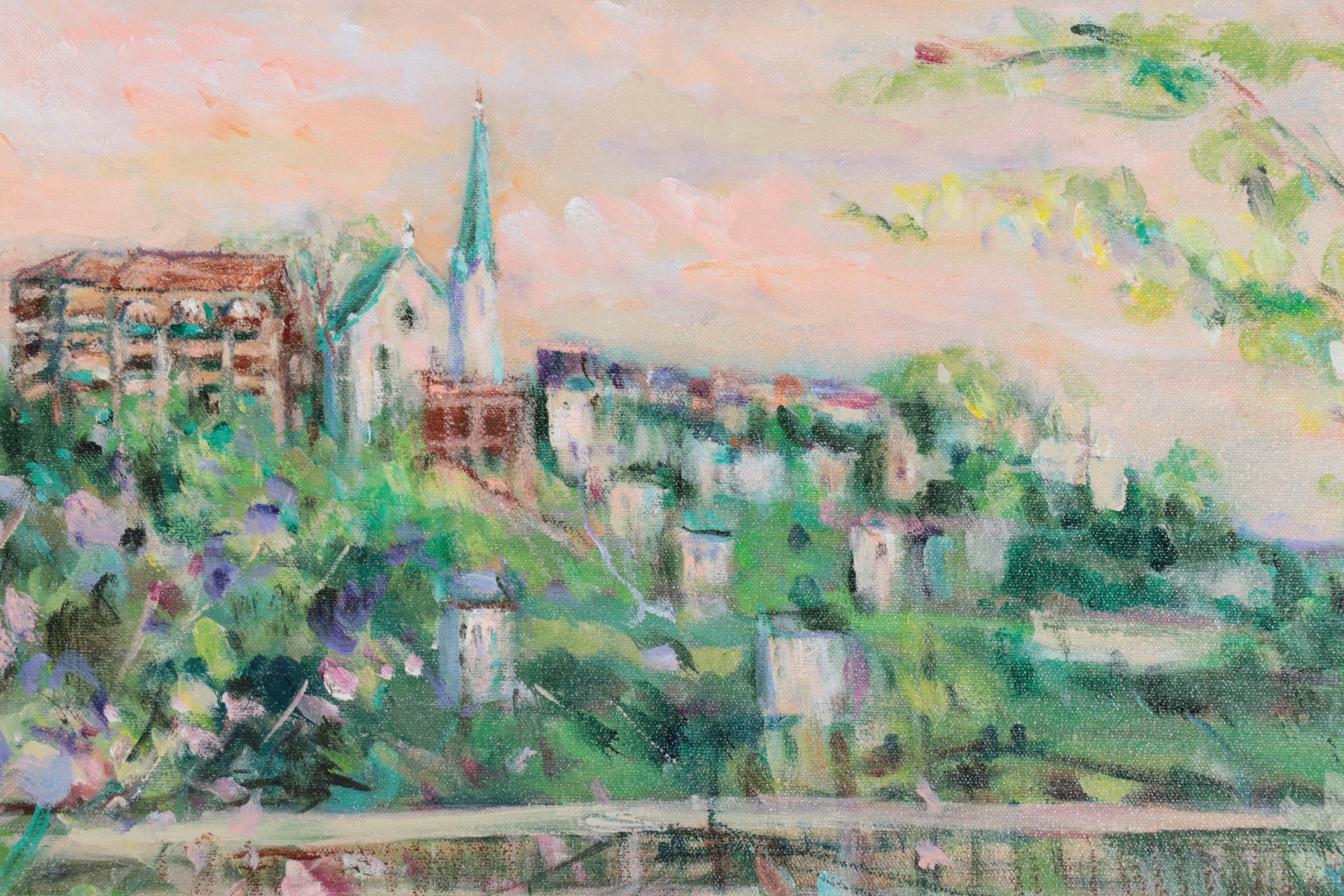 Mimi Nieman Impressionist Style Urban Landscape Oil Painting