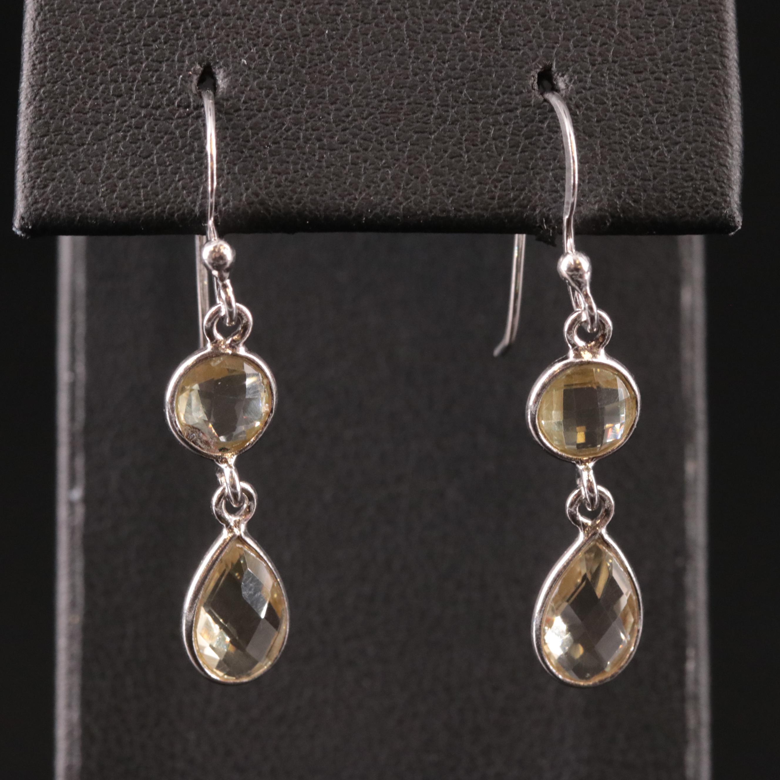 Sterling Citrine Drop Earrings