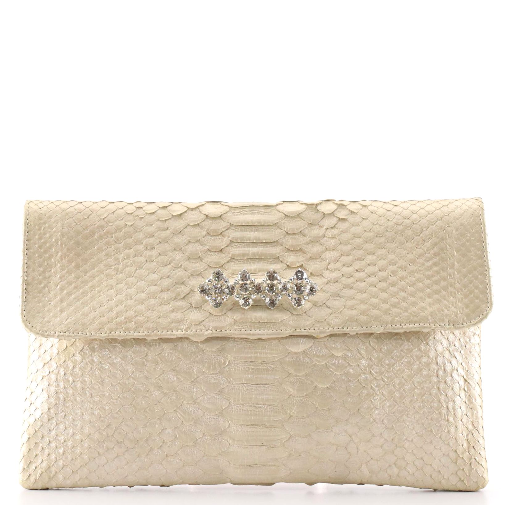 Madame Mathilde Embellished Python Clutch