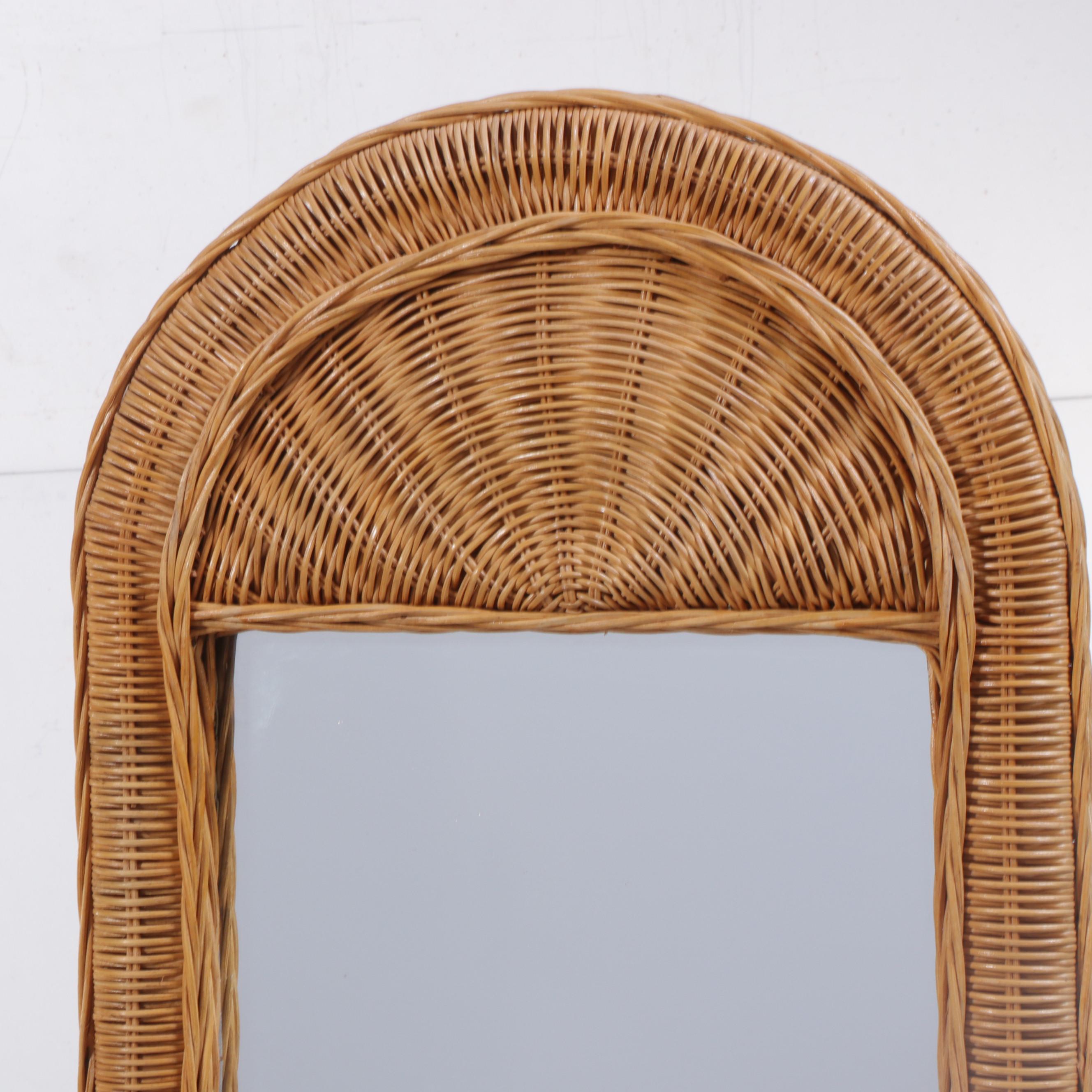 Wicker Weave Rattan Cheval Mirror