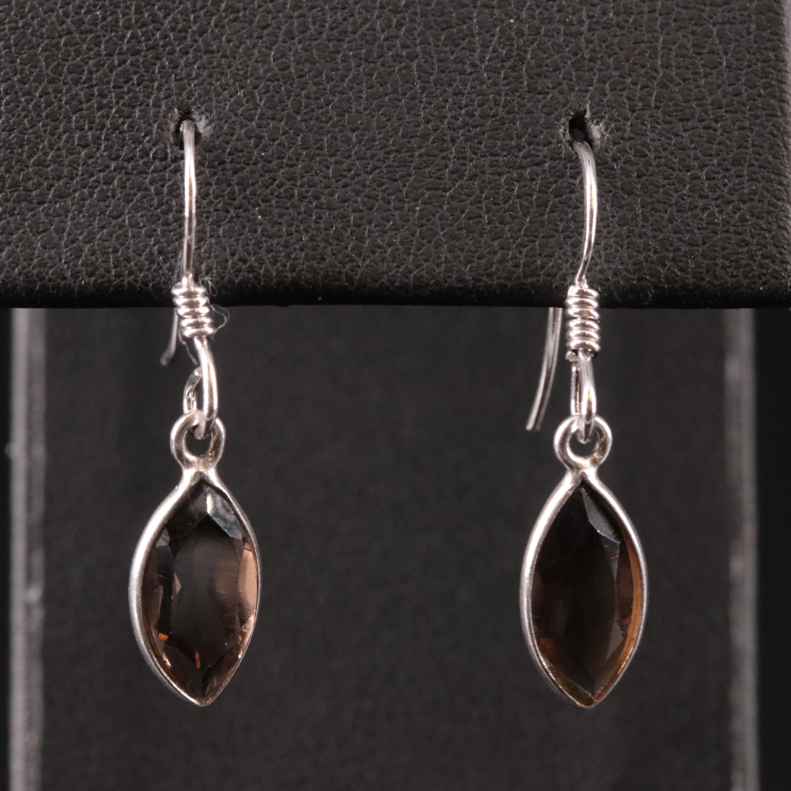 Sterling Smoky Quartz Drop Earrings