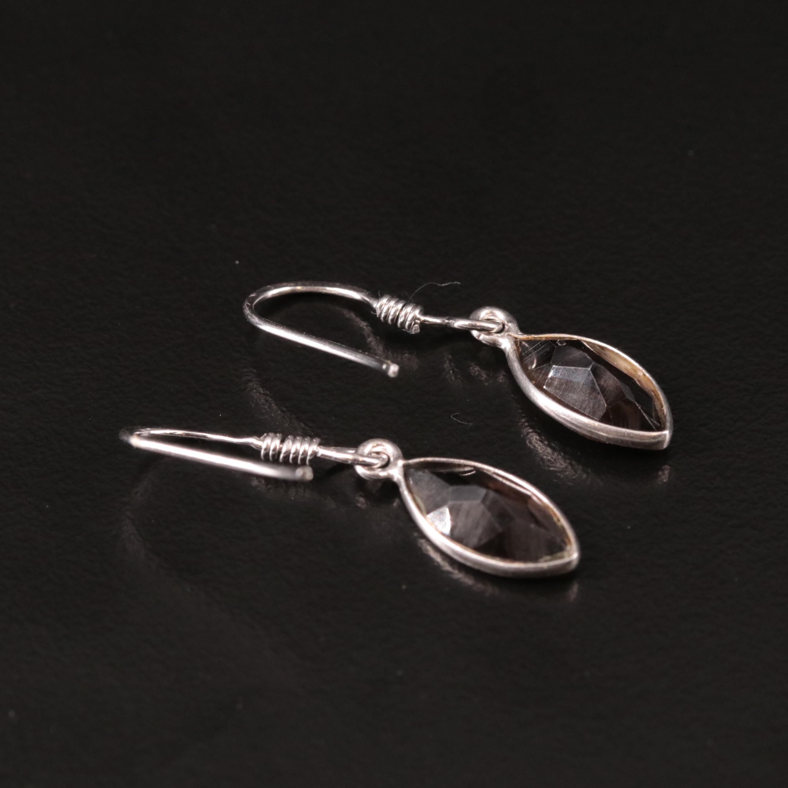 Sterling Smoky Quartz Drop Earrings