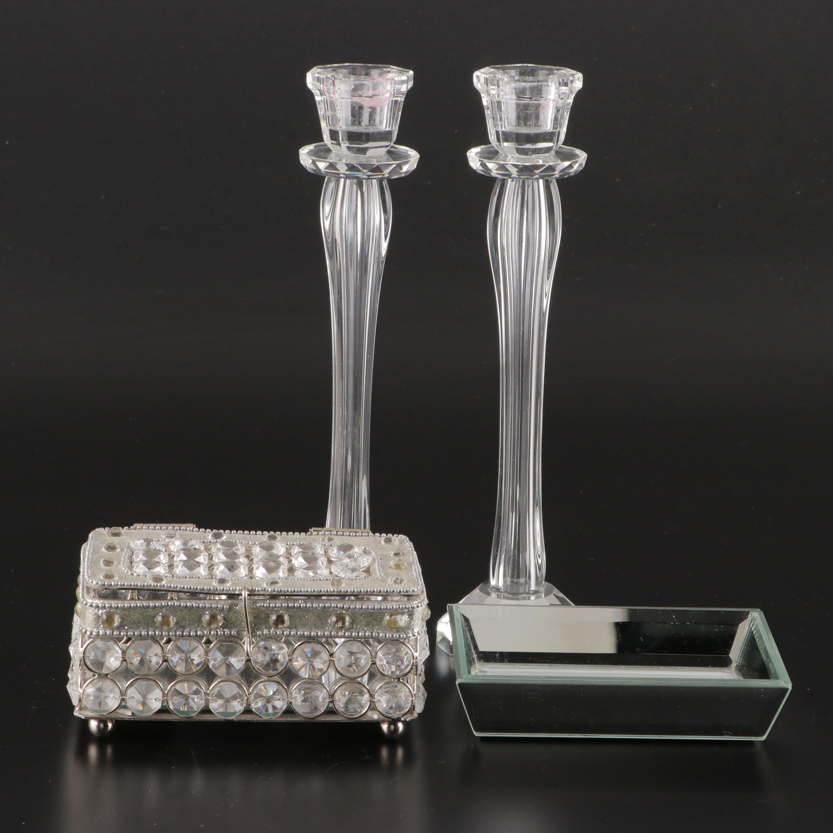 Mikasa Faceted Candlesticks with Other Decorative Boxes