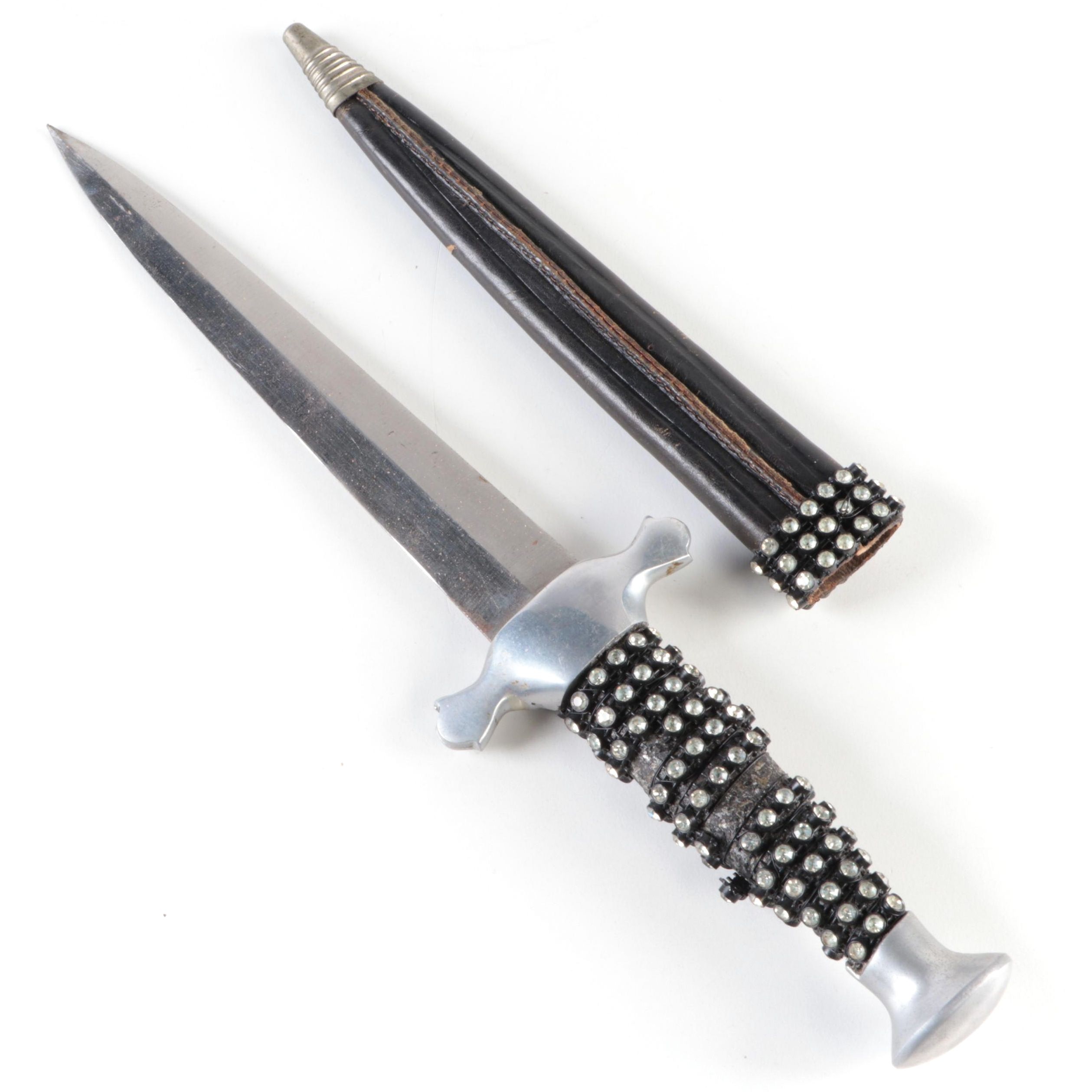 Rhinestone Embellished Dagger with Leather Sheath