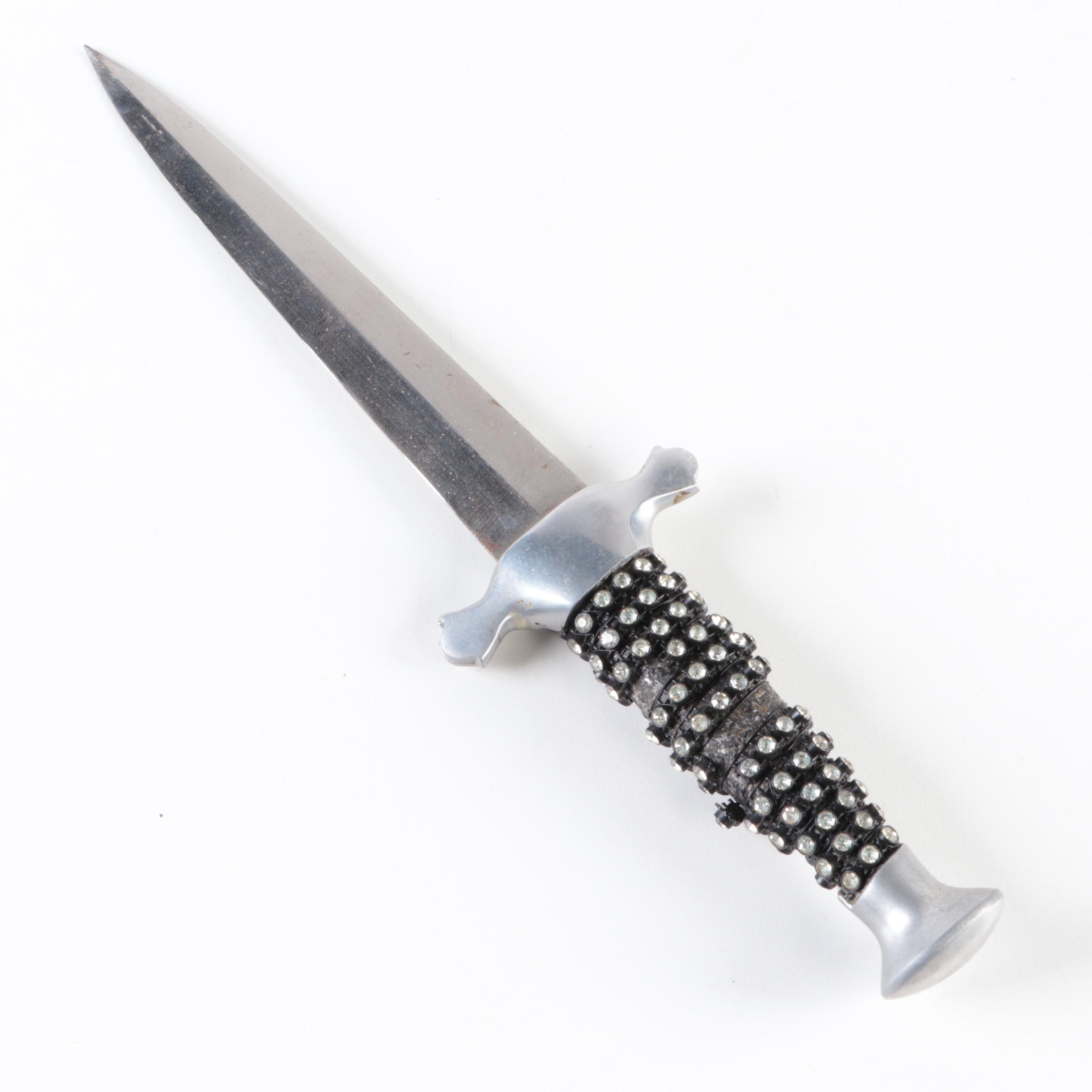 Rhinestone Embellished Dagger with Leather Sheath